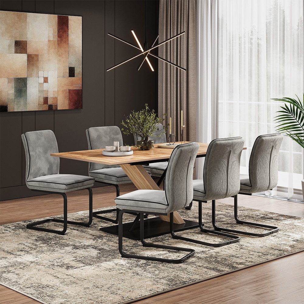 Vicco Esszimmerstuhl Eleganza, Grau, 6er Set günstig online kaufen