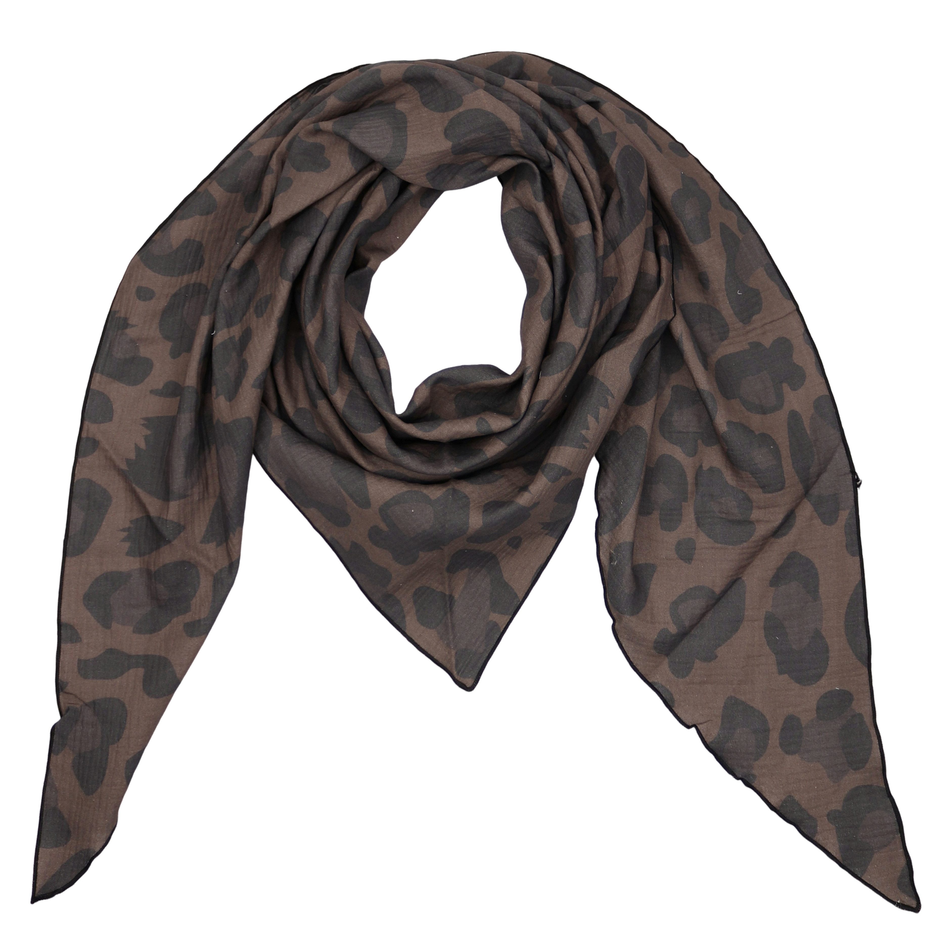 Dreieckstuch Aus Musellin Dreiecksschal ca.195x90 cm, Made in Italy Leopard