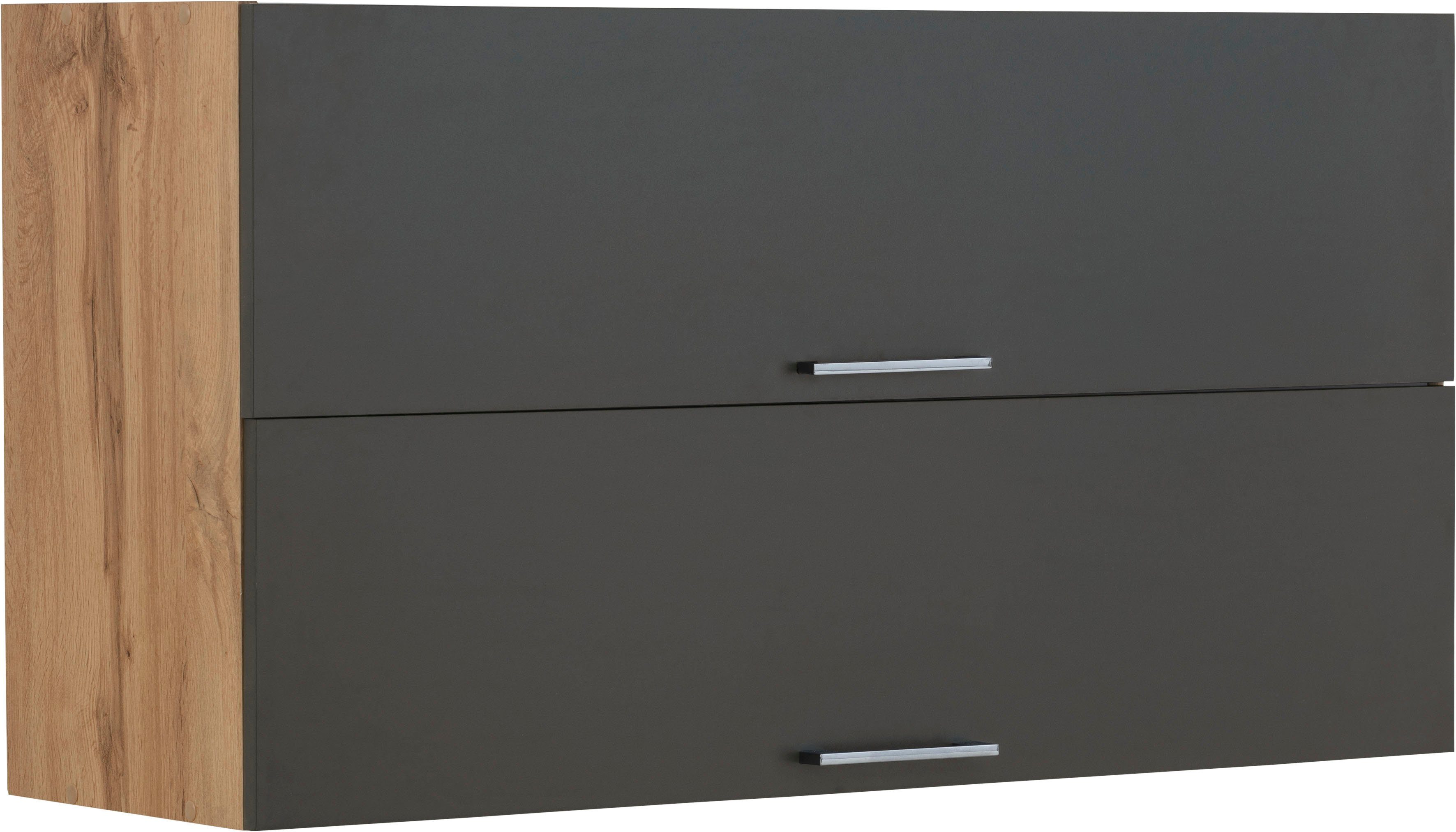 HELD MÖBEL Klapphängeschrank Colmar 110 cm, wotaneiche mit anthrazit Metallgriff, viel | für Stauraum