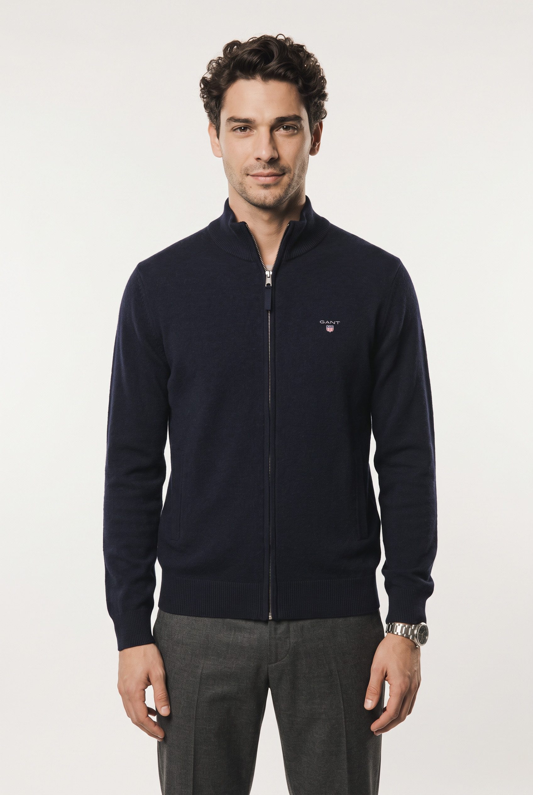 Gant Cardigan SUPERFINE LAMBSWOOL Reißverschluss, aus Wolle, regular fit