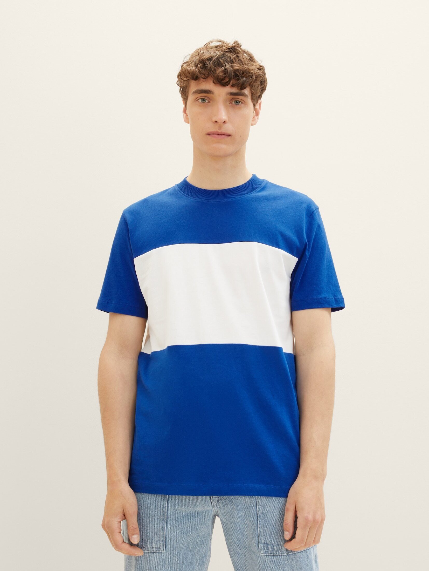 TOM TAILOR Denim T-Shirt Cutline T-Shirt shiny royal blue | T-Shirts