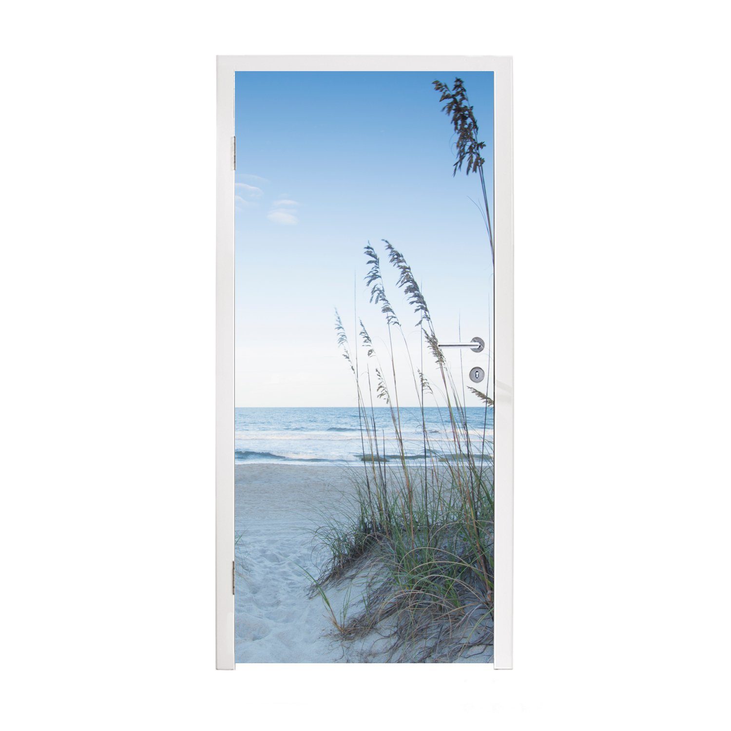 MuchoWow Türtapete Strandhafer wächst im Sand der Dünen, Matt, bedruckt, (1 St), Fototapete für Tür, Türaufkleber, 75x205 cm