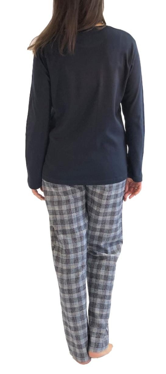 Normann Pyjama Damen Flanell Pyjama Mix & Match Oberteil mit Sterne Motiv