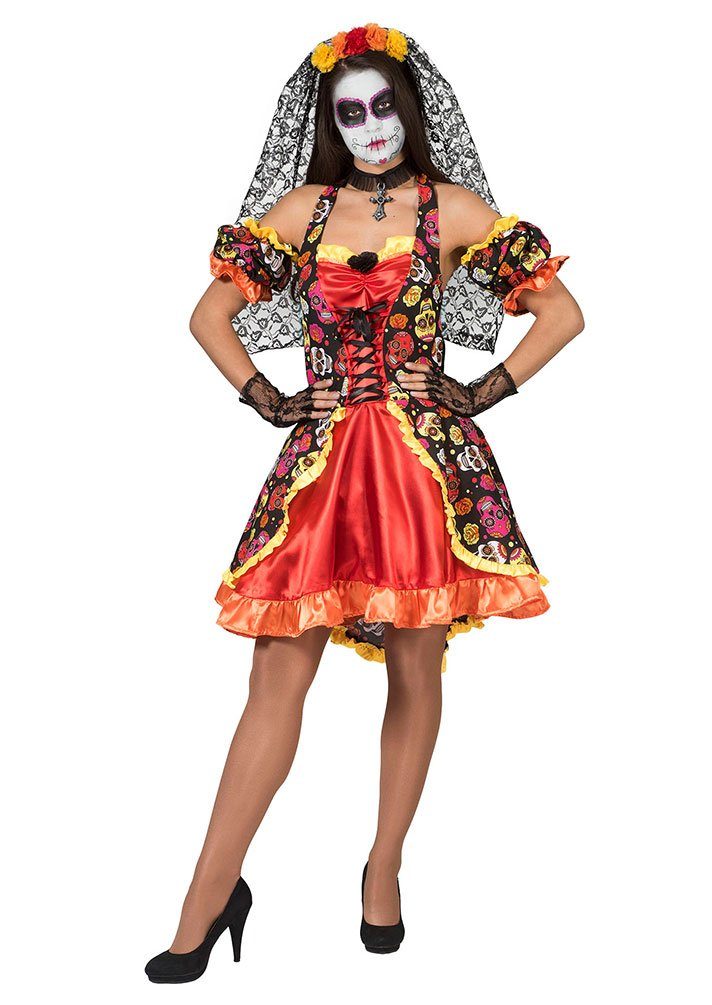 Kostüm La Catrina Tag der Toten Damenkostüm bunt