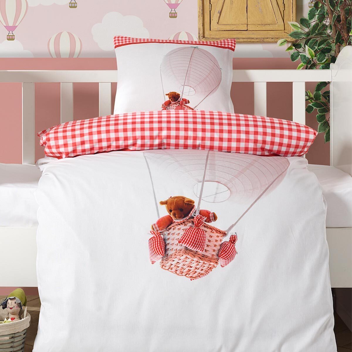 TRAUMSCHLAF Bettwäsche Ballon Bear Pink, Renforce, 2 teilig, aus glatter 10 günstig online kaufen