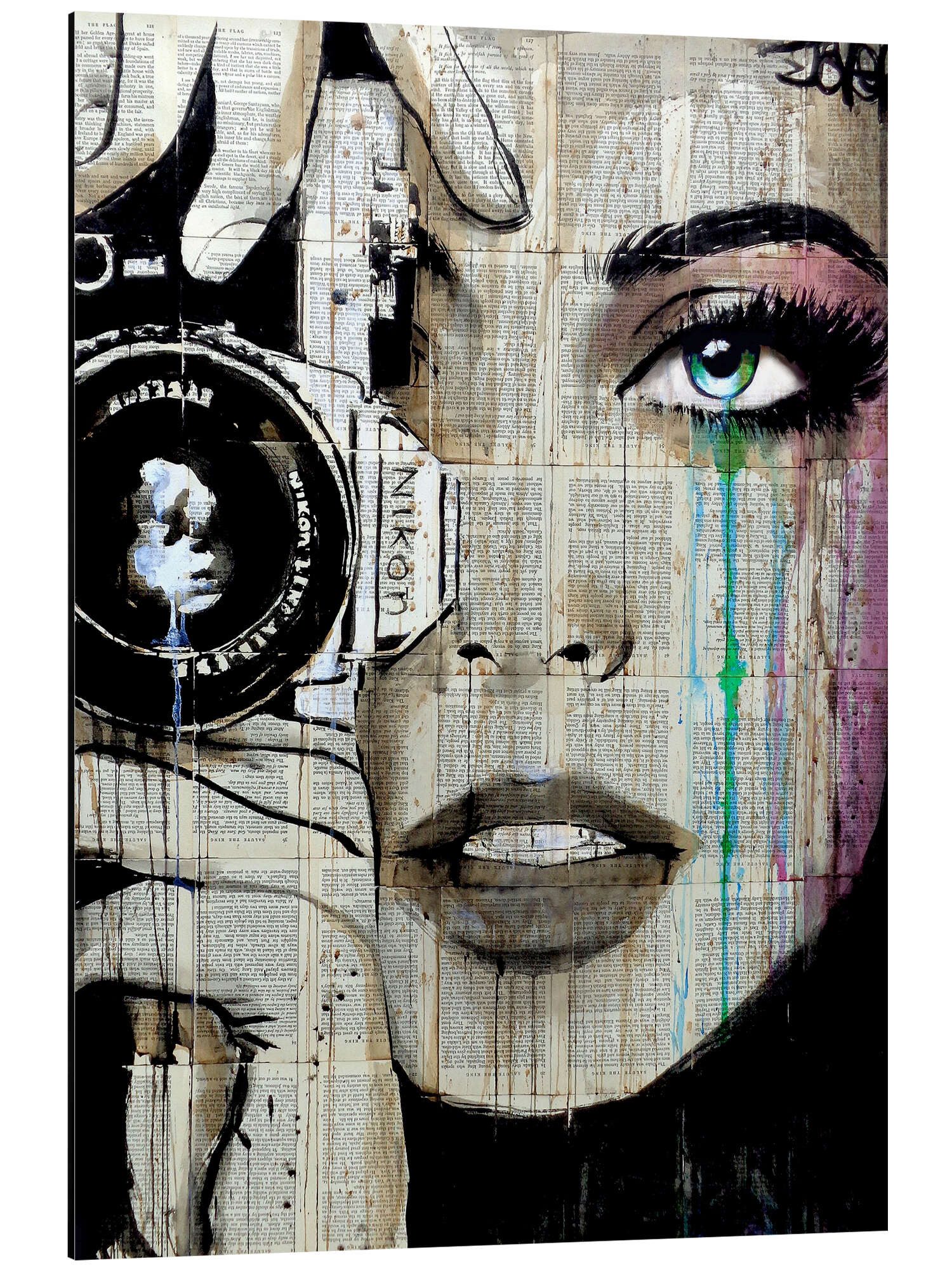 Posterlounge Alu-Dibond-Druck Loui Jover, Zoom – Durch ihre Augen, Wohnzimmer Modern Illustration