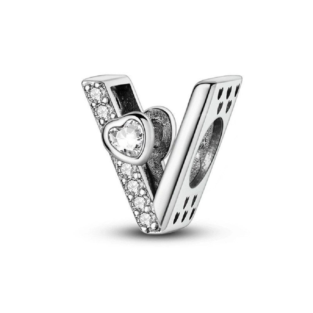 PANDACHARMS Charm Buchstabe Alphabet A-Z Block Buchstabe für Charm Armband, 925 Silber, Zirkonia – Bild 3 von 3