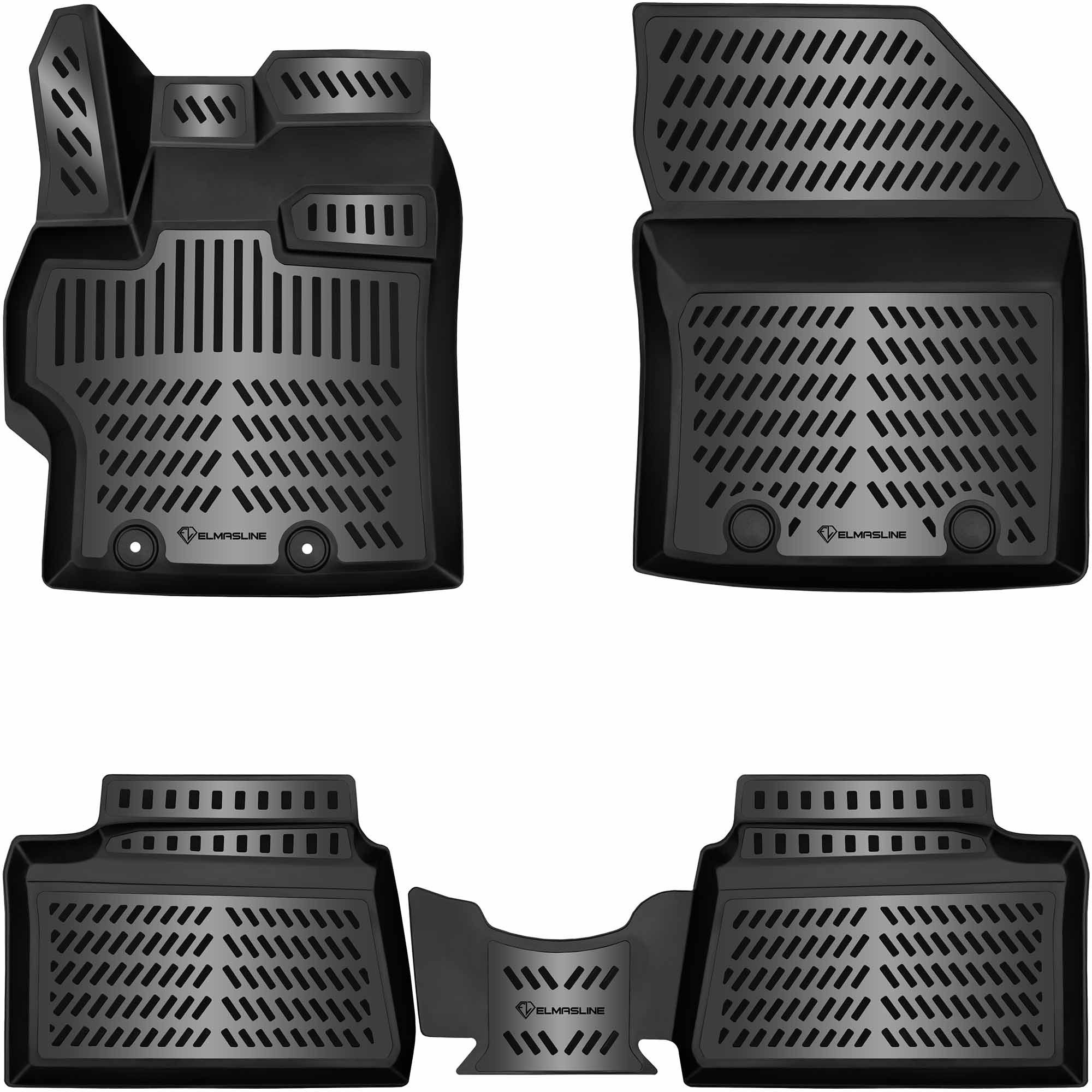 ELMASLINE Auto-Fußmatten für TOYOTA YARIS Hybrid 2020-2026 [XP21] - 3D Gummimatten - Geruchlos, für Toyota Yaris - Extra hoher Rand für mehr Schutz, passend nur für Hybrid!