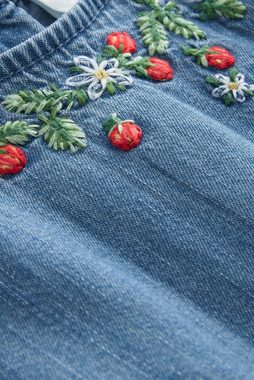 Next Jeanskleid Kleid mit aufgestickten Erdbeeren (1-tlg)