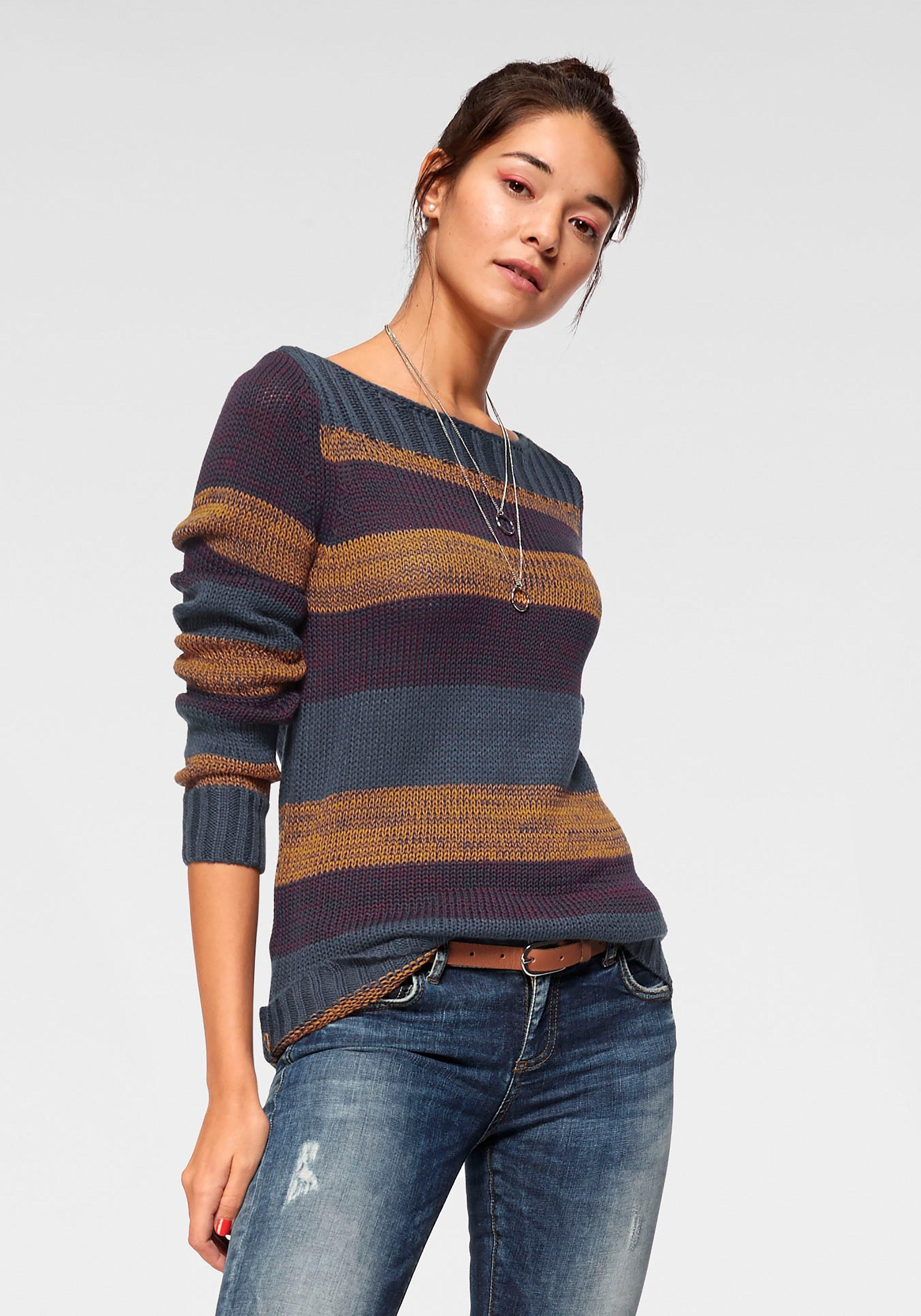 AJC Strickpullover mit U-Boot Ausschnitt und tollem Streifendesign günstig online kaufen