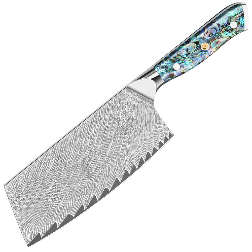 KingLux Damastmesser Küchenmesser Nakirimesser 18cm Damaststahl Hackmesser Fleischmesser