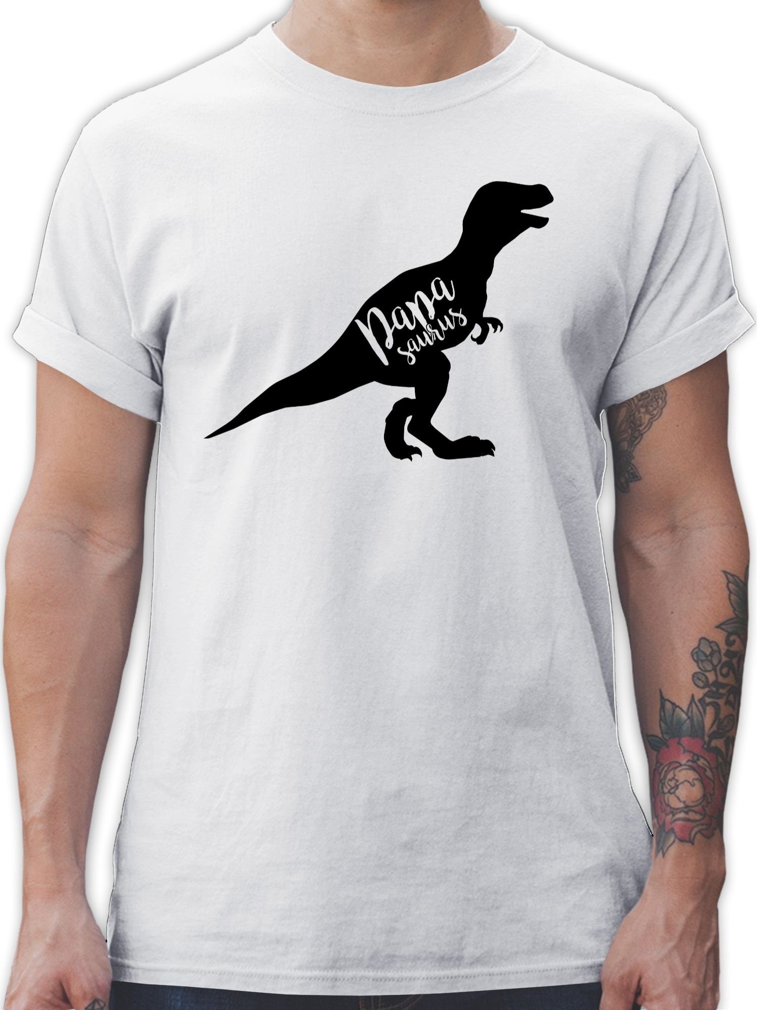 Shirtracer T-Shirt Papasaurus Vatertag Geschenk für Papa 2 Weiß