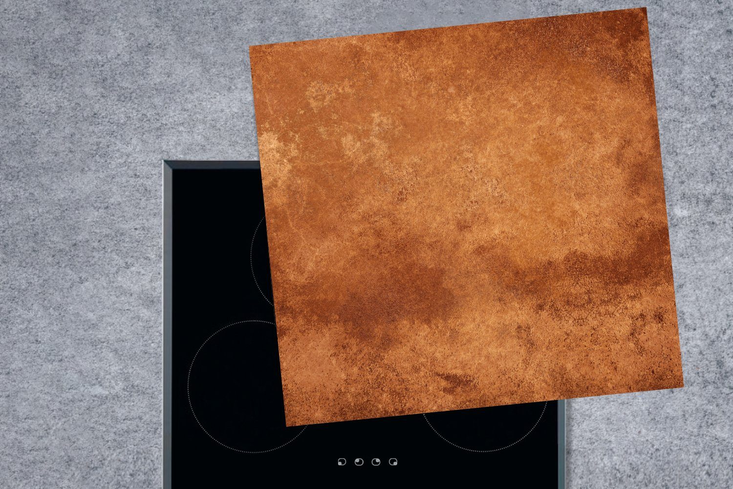 küche 78x78 - Herdblende-/Abdeckplatte Rost - tlg), (1 cm, Bronze, für Arbeitsplatte Ceranfeldabdeckung, Vinyl, MuchoWow Braun