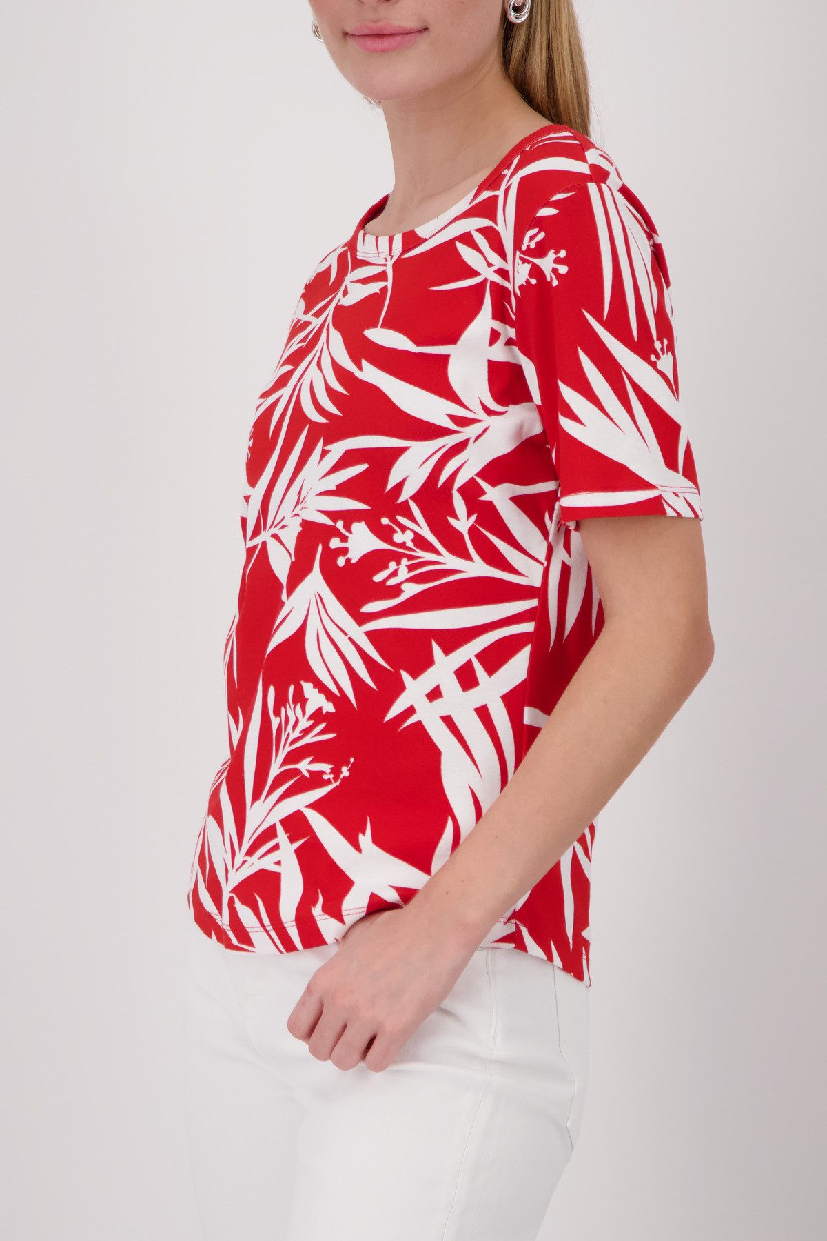 Monari Rundhalsshirt mit allover Tropicalprint