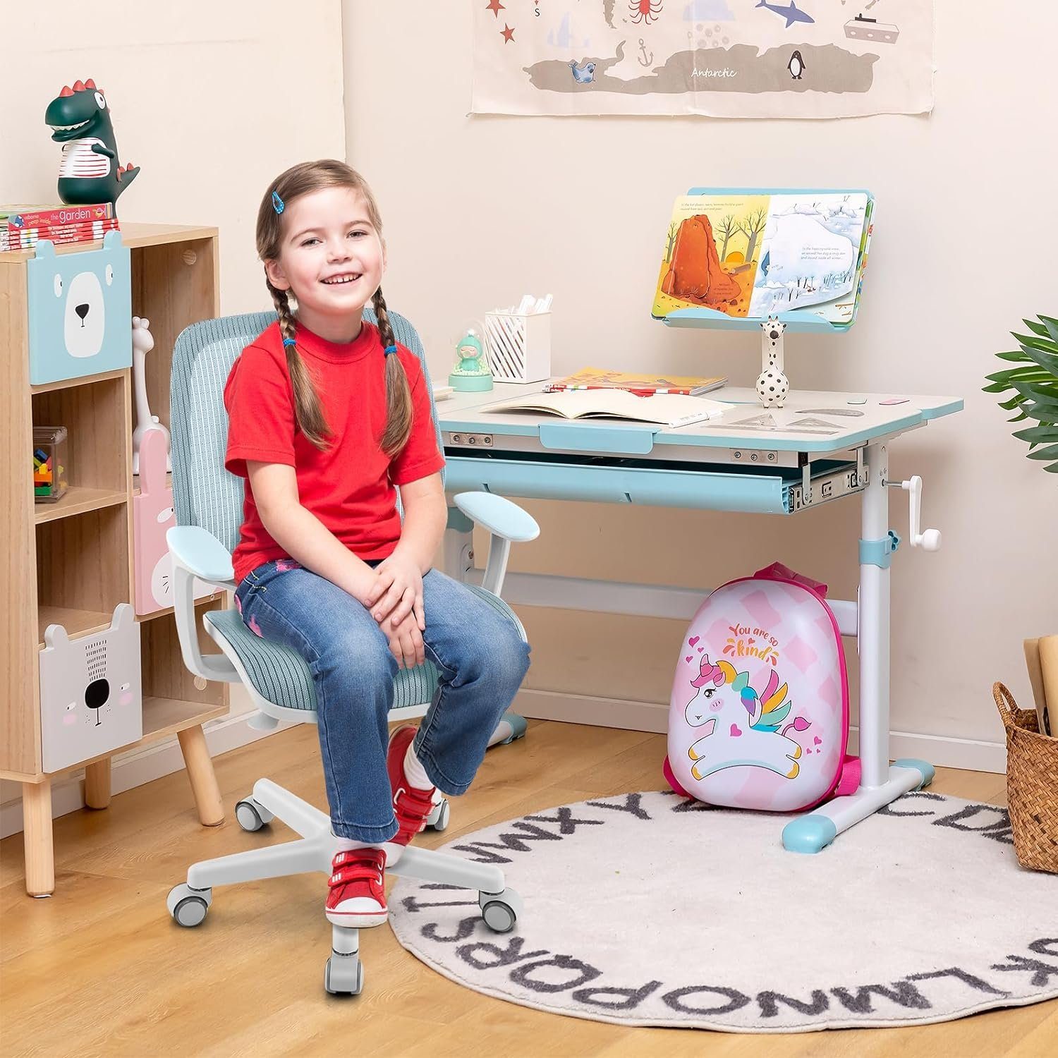 KOMFOTTEU Kinderstuhl Schreibtischstuhl, mit Rückenlehne & günstig online kaufen
