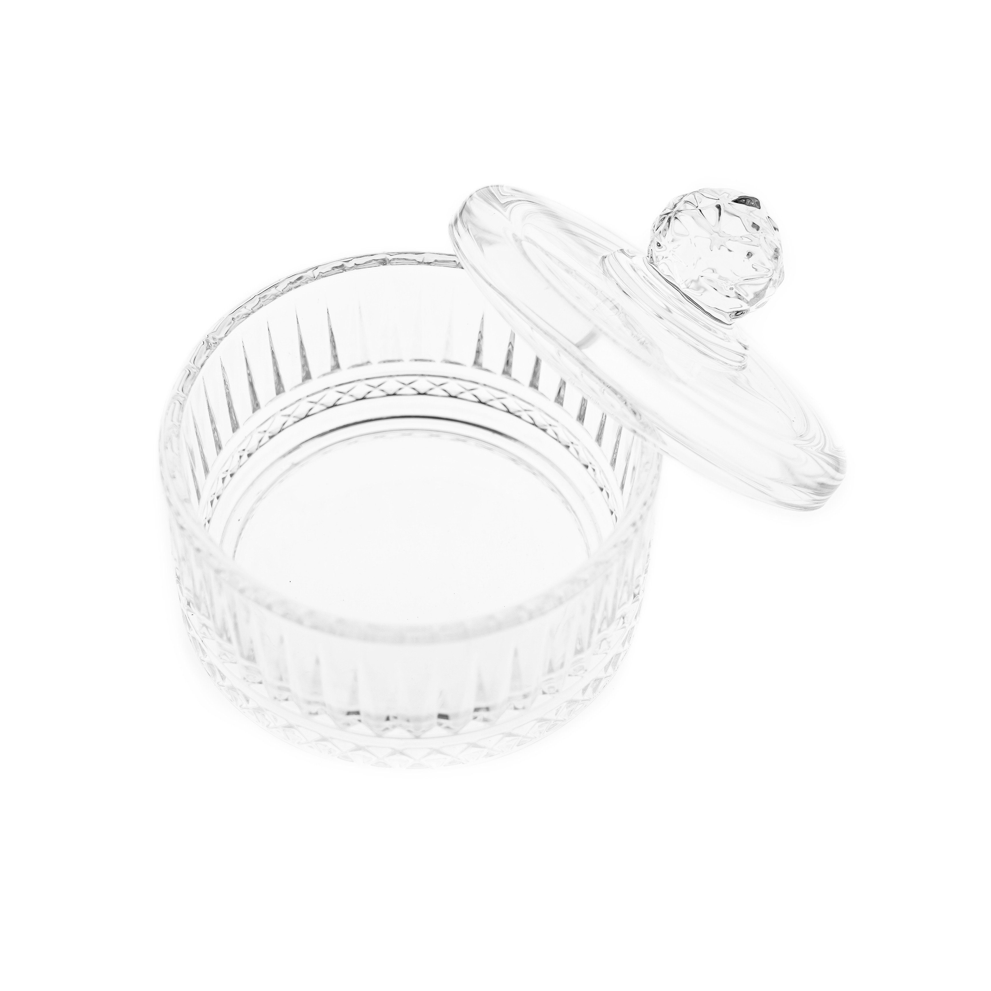 Almina Schale Elisa Glasschale mit Deckel und Riffle Design 105 x 100 mm, Glas – Bild 2 von 5