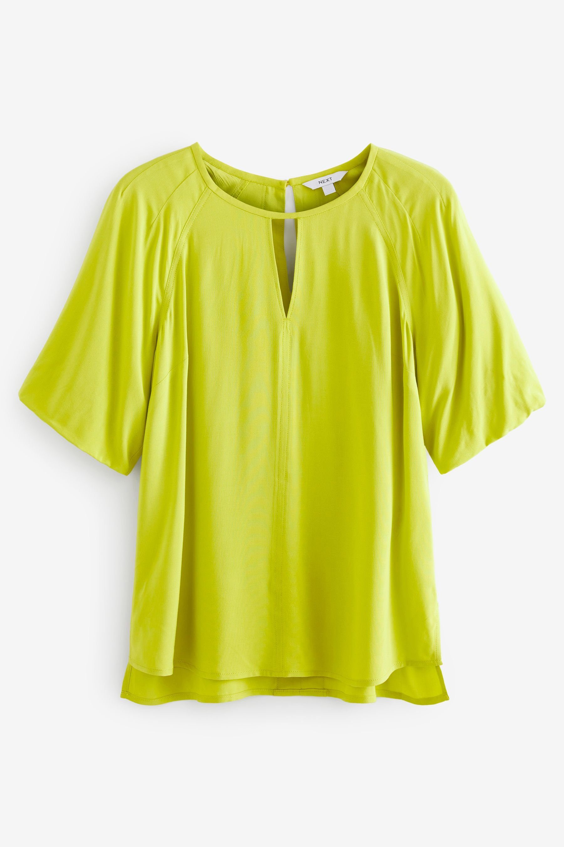 Blusenshirt Top 3/4-Ärmel Schlitzausschnitt und Green (1-tlg) Lime mit Next