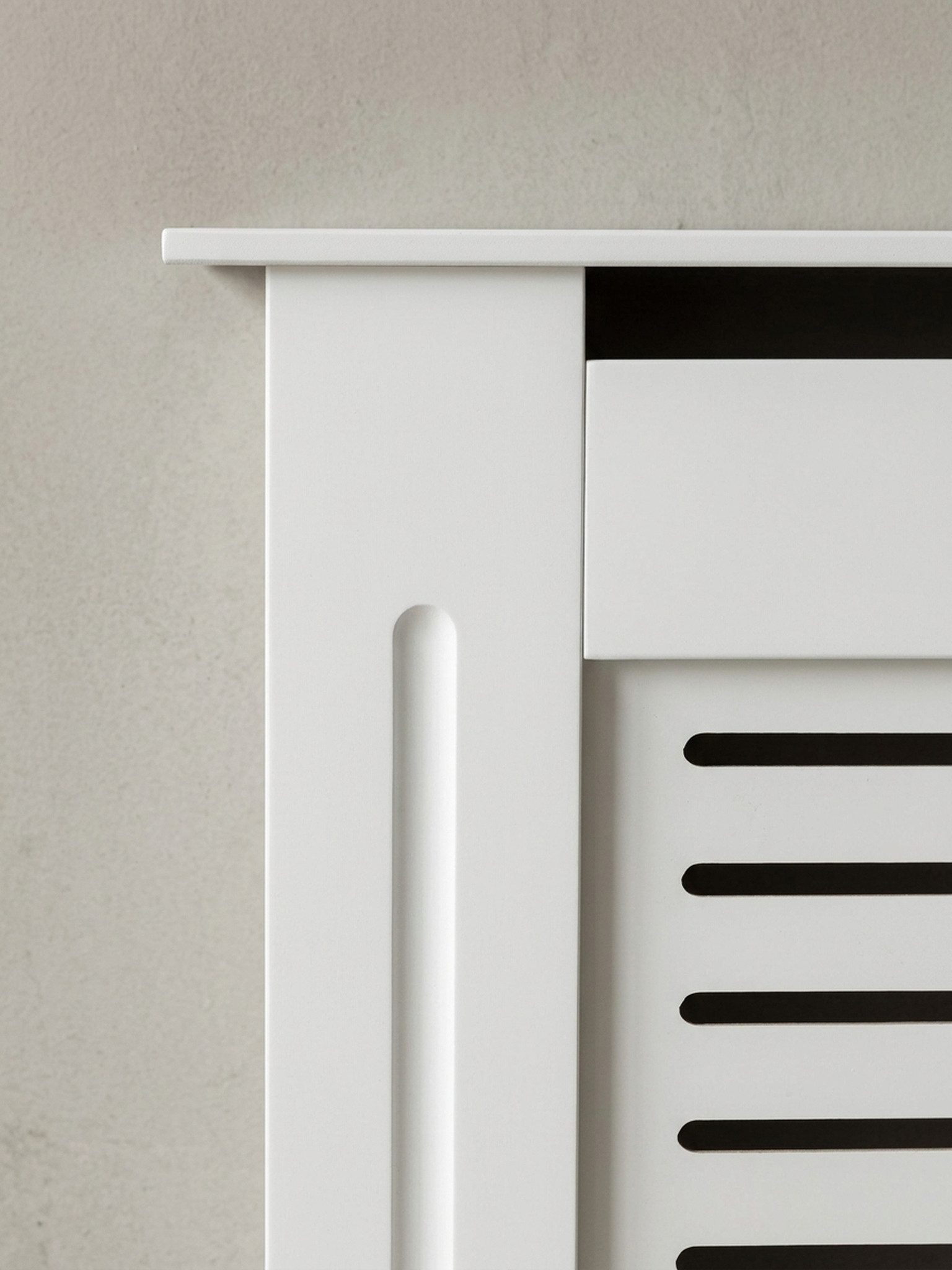KADIMA DESIGN Heizungsverkleidung Heizkörperabdeckung mit Lamellenmuster, Raumaufwertung & Eleganz, MDF – Bild 5 von 5