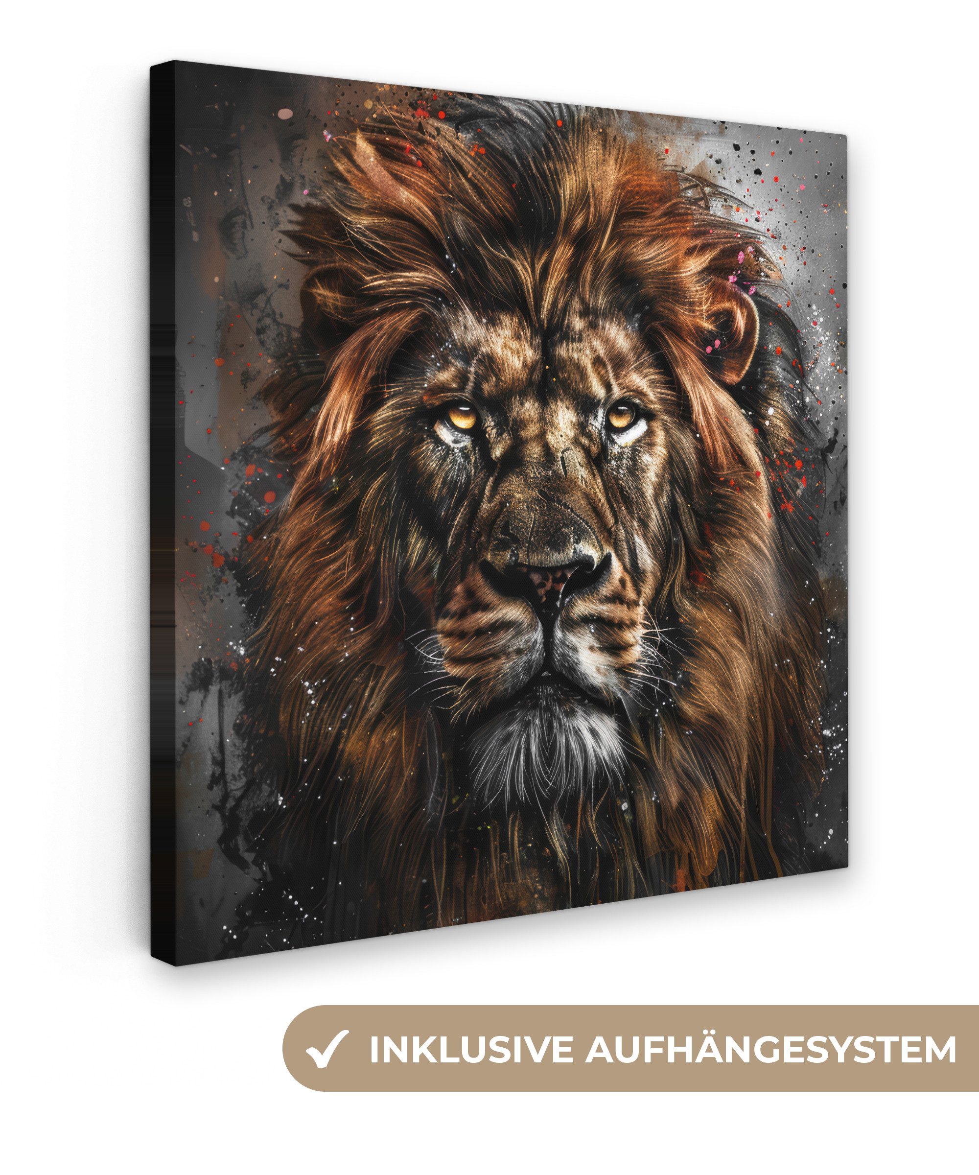 OneMillionCanvasses® Leinwandbild Löwe - Tiere - Porträt - Schwarz - Luxus, günstig online kaufen