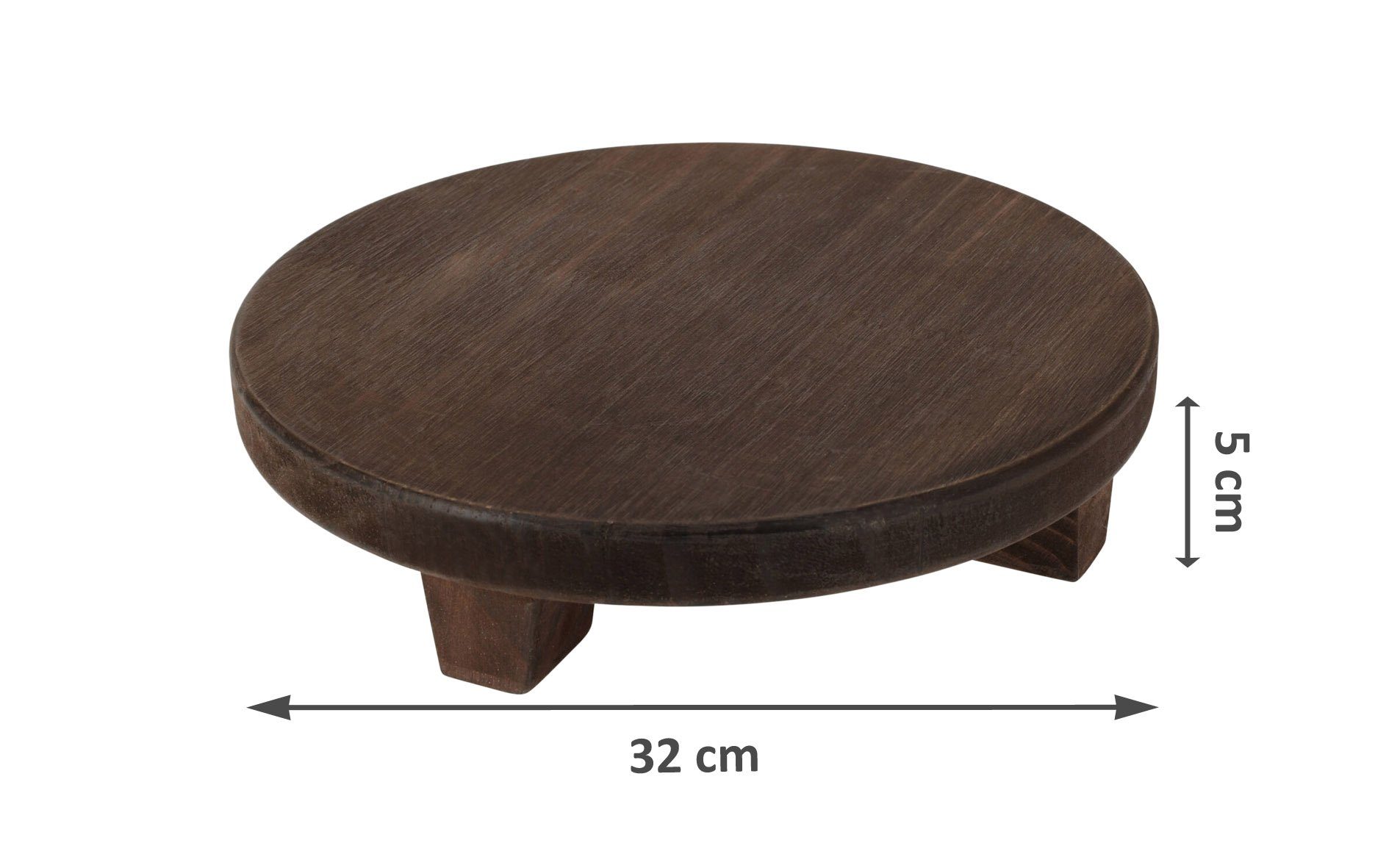 Spetebo Blumenhocker Holz Blumenteller braun rund - Ø 32 cm / groß (Packung, 1 St., Dekoteller), Pflanzenhocker mit 4 Füßen