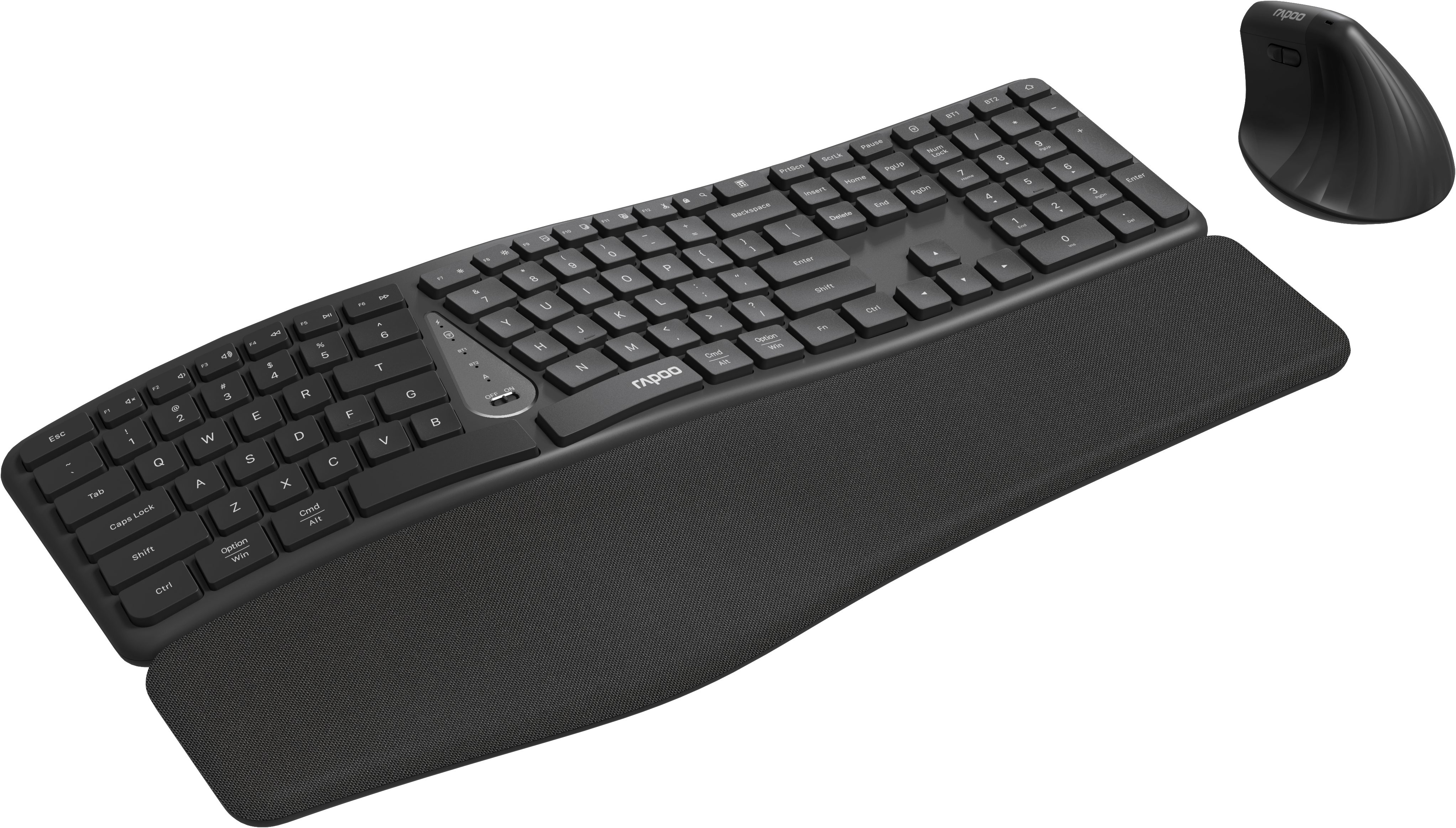 Rapoo 8810ME - DE Dark Grey Wireless Combo, Ergonomisches, Curved Tastatur- und Maus-Set, Flexibel & komfortabel für Büro & Zuhause
