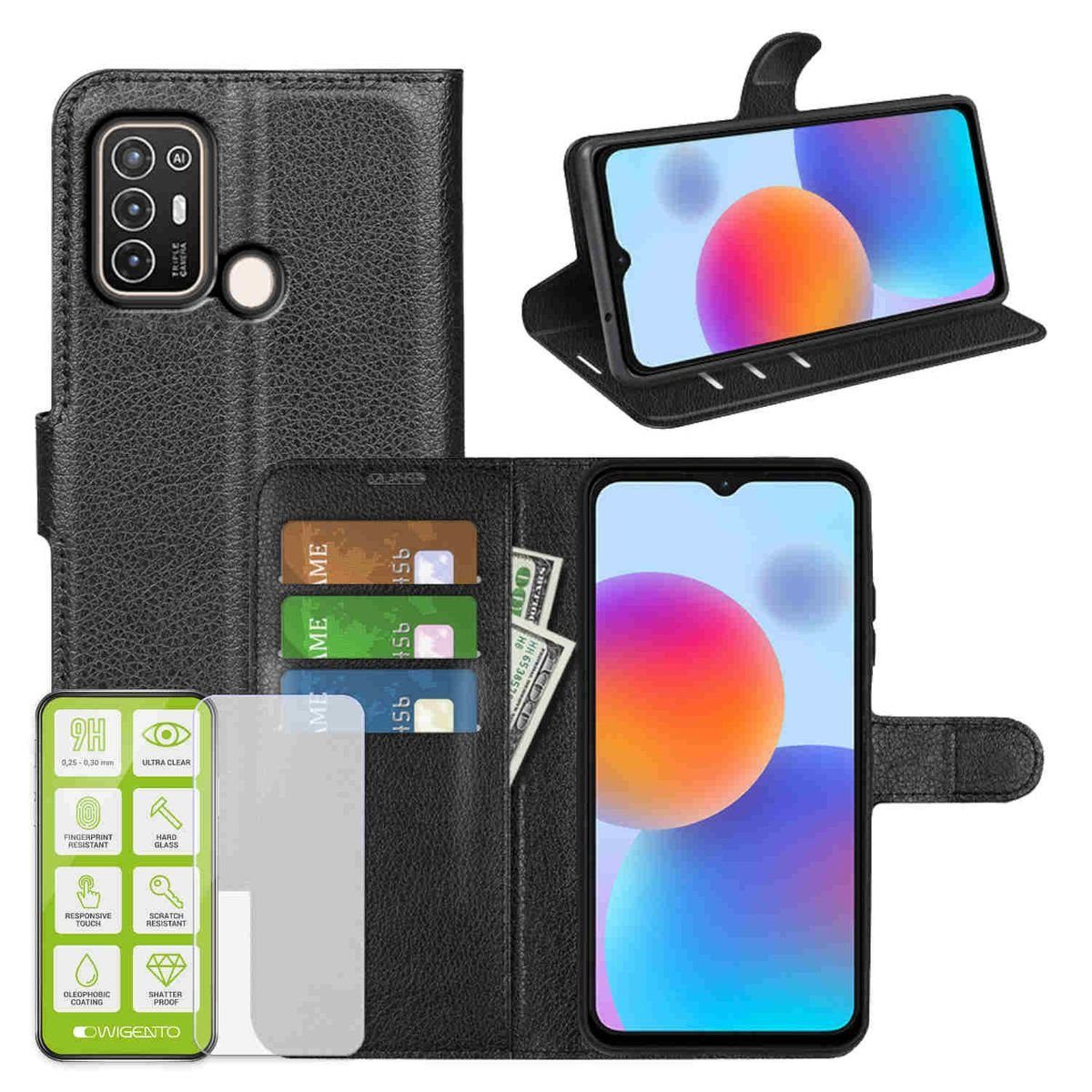 Wigento Handyhülle Für ZTE Blade A52 Handy Tasche Wallet Premium Schutz Hülle Case Cover Etuis Neu Zubehör