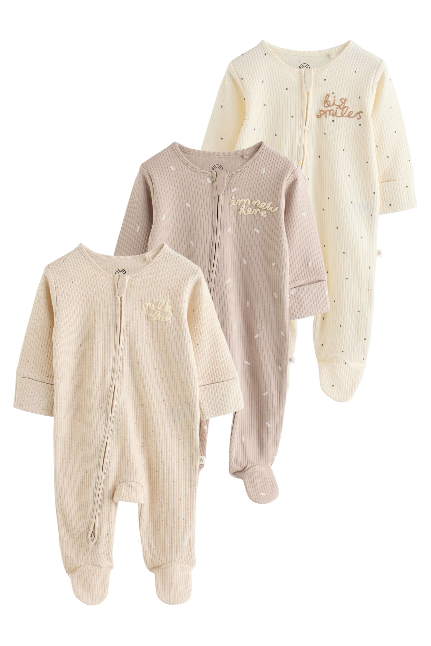 Next Schlafoverall Babyschlafanzüge mit Zweiwege-RV, 3er-Pack (3-tlg)