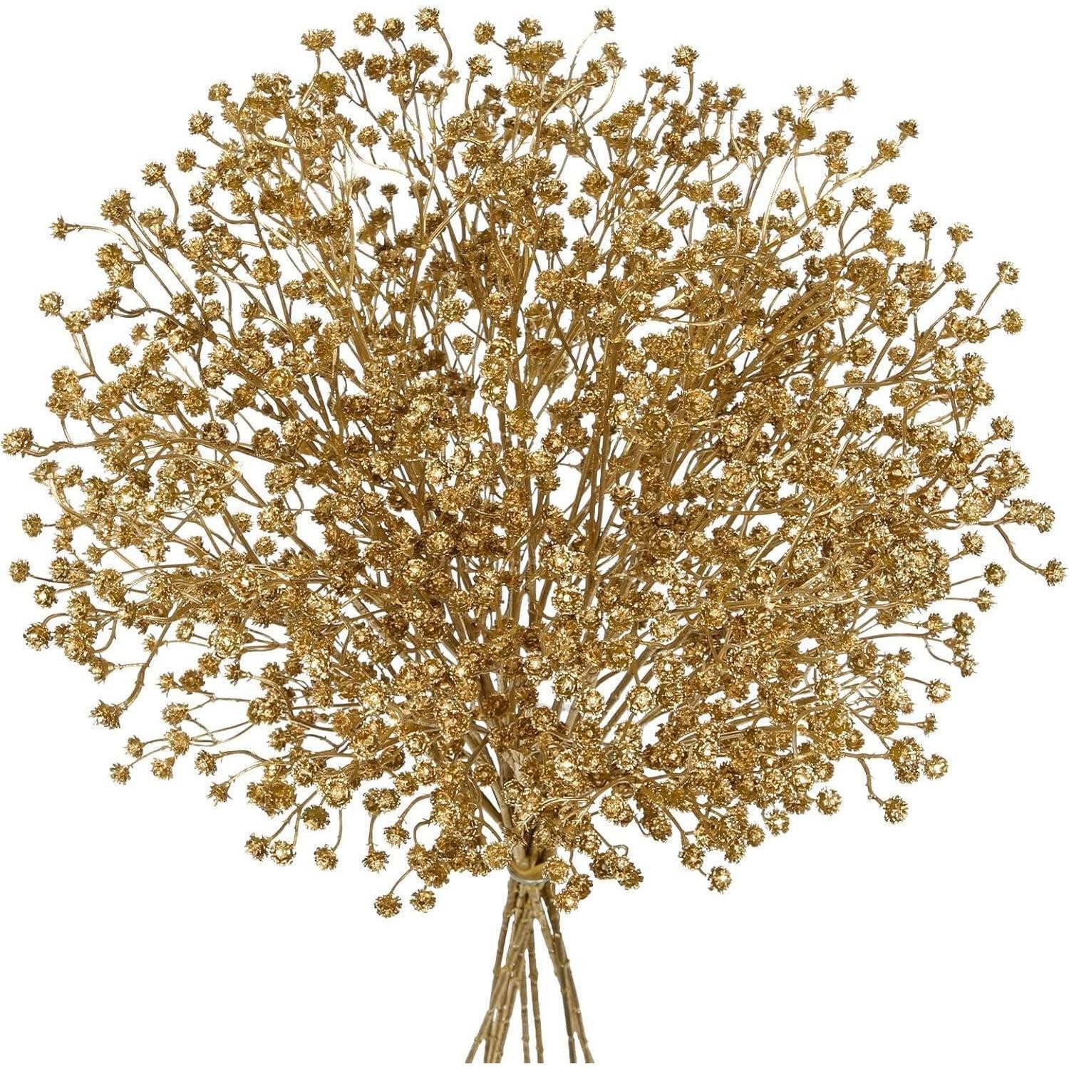 Kunstblumenstrauß Schleierkraut Kunstblumen 10 Stück Gypsophila Hochzeit Party Gold, LuxusKollektion