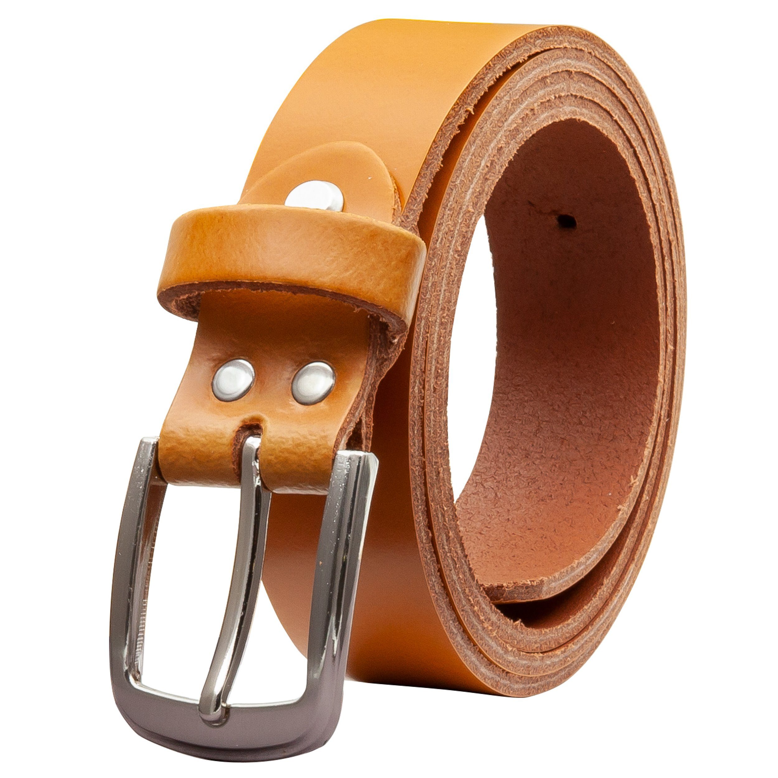 COLOGNEBELT Ledergürtel OM315-PL-Cognac MADE IN GERMANY, Cognac Kürzbar, 100 % Echtleder, Aus einem Stück, Unisex