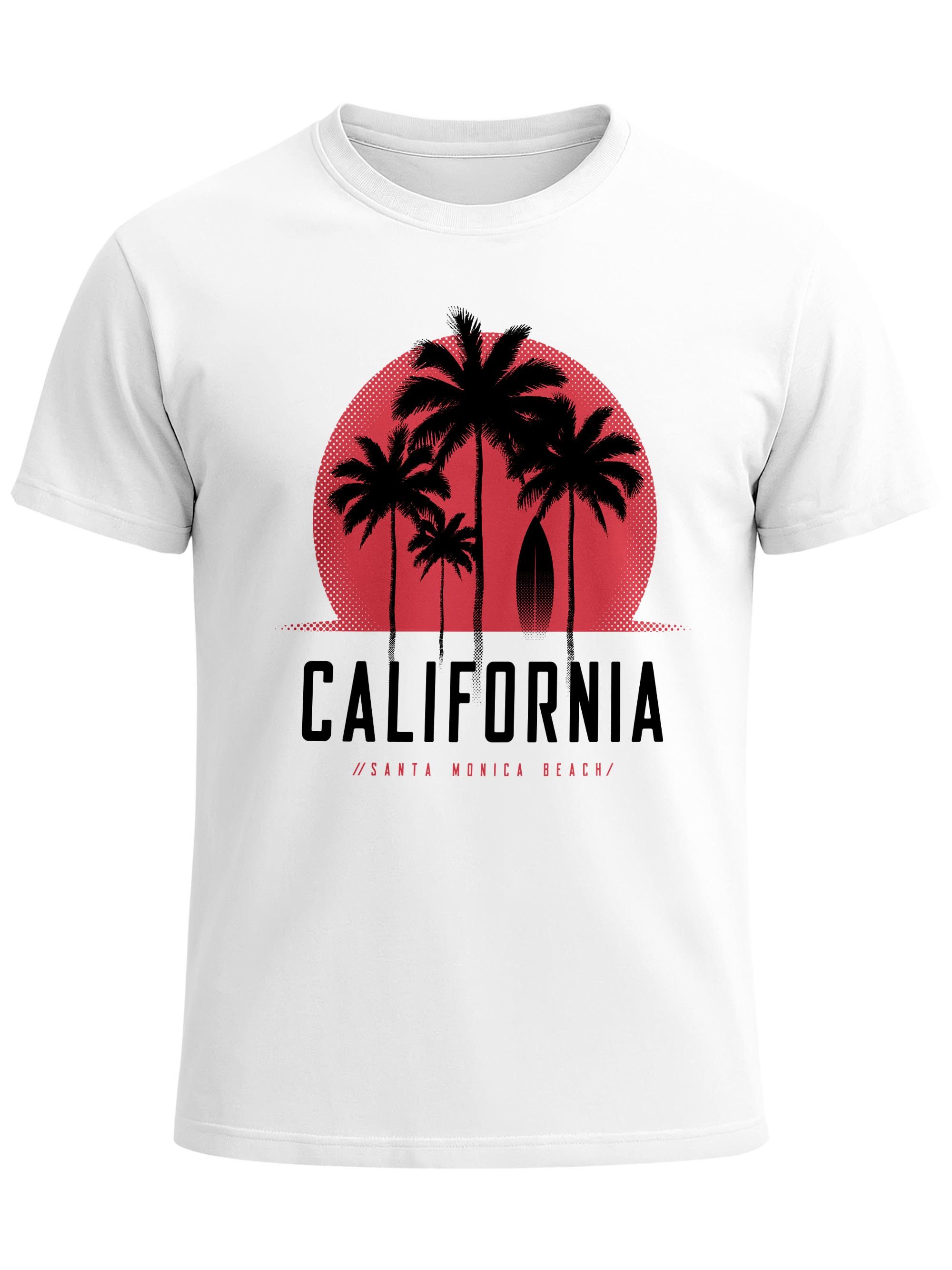 Print-Shirt Herren T-Shirt California Palmen Santa Monica Beach Sommer Sonne