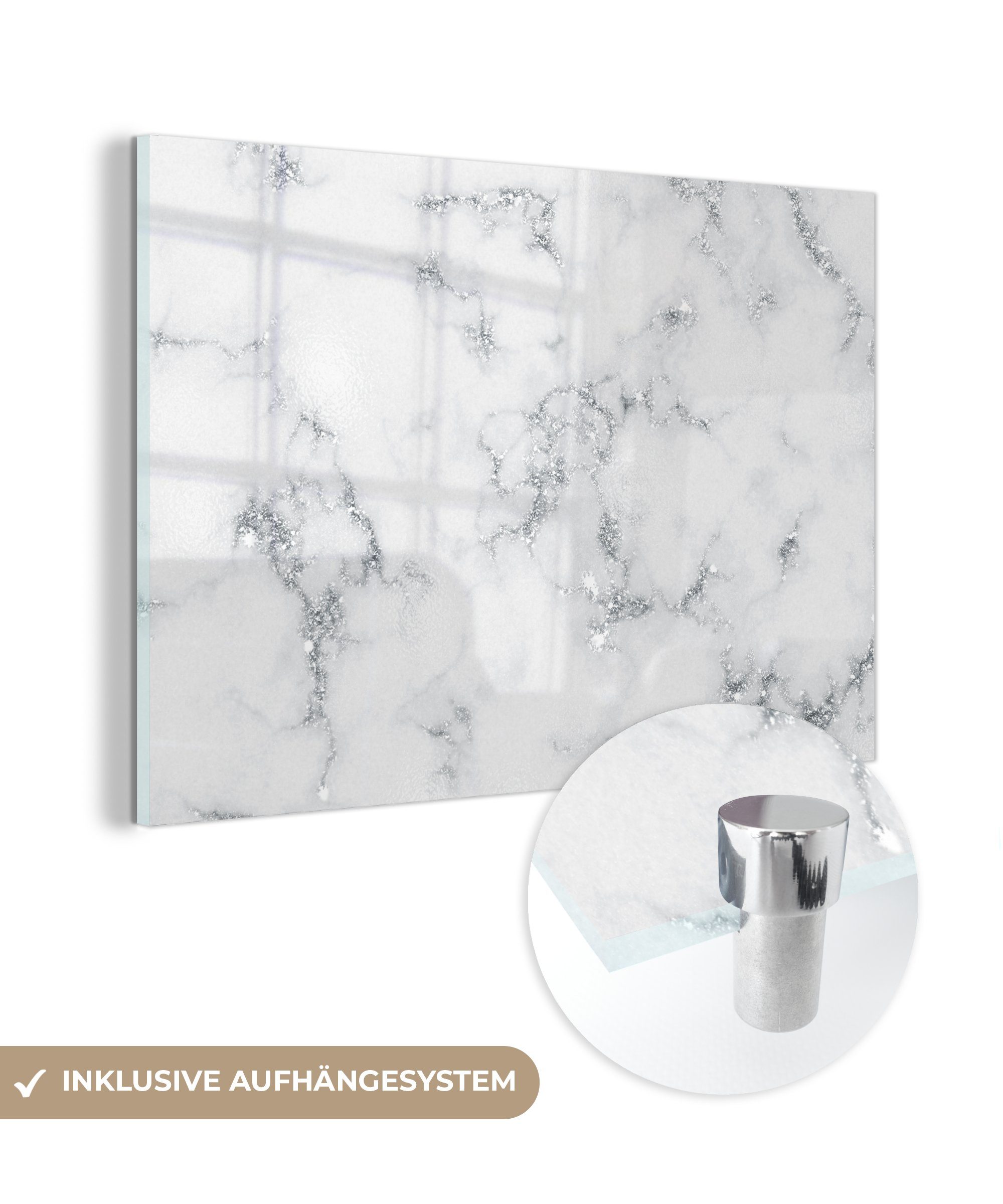 MuchoWow Acrylglasbild Marmoroptik - Weiß - günstig online kaufen