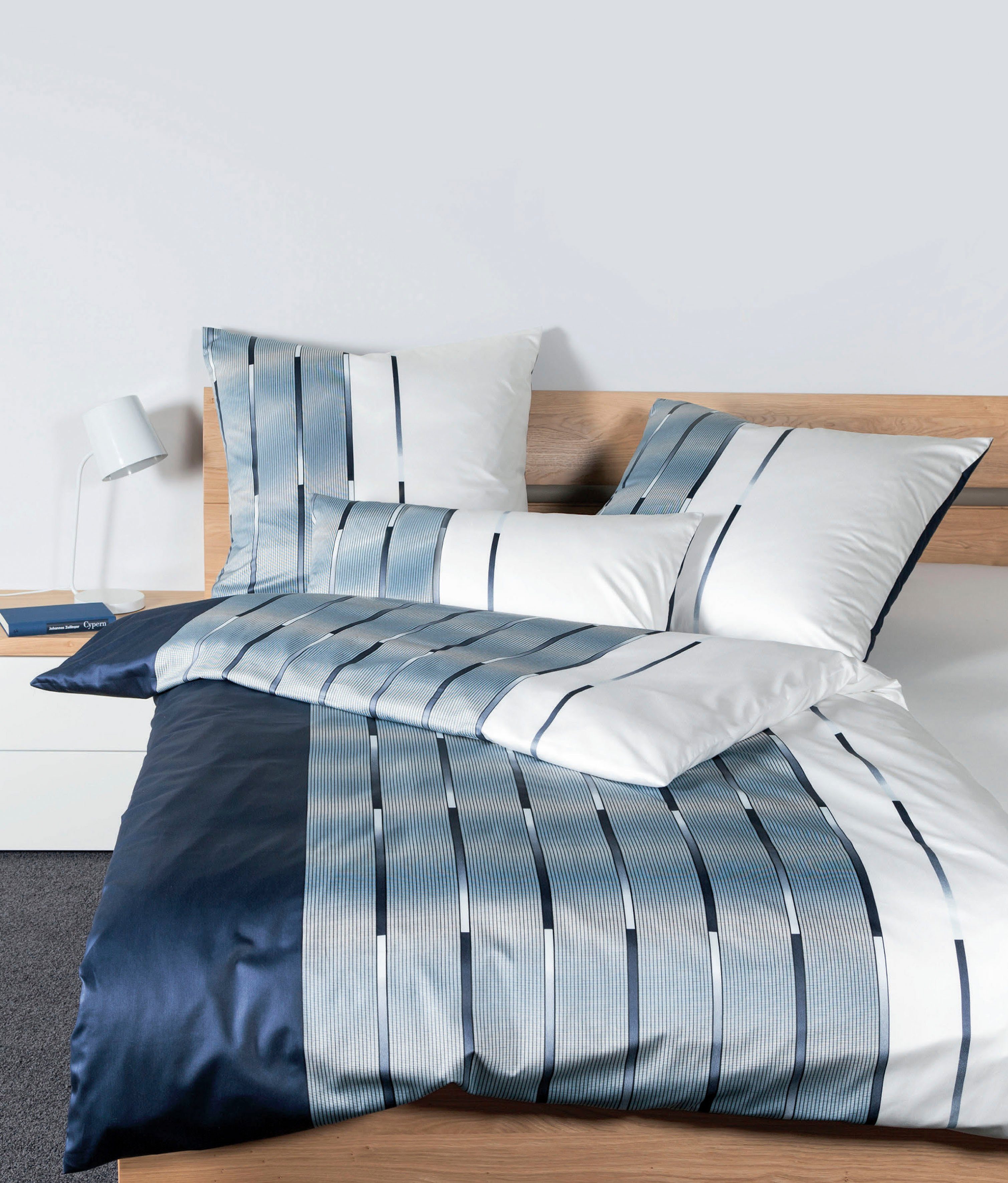 Janine Bettwäsche MILANO 45026, Mako-Satin, 2 teilig, mit Reißverschluss