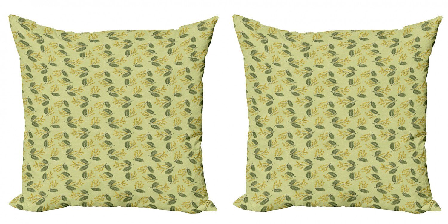 Doppelseitiger Floral (2 Accent Flora Kissenbezüge Exotische Gelb Modern Kunst Stück), Abakuhaus Digitaldruck, Tiny