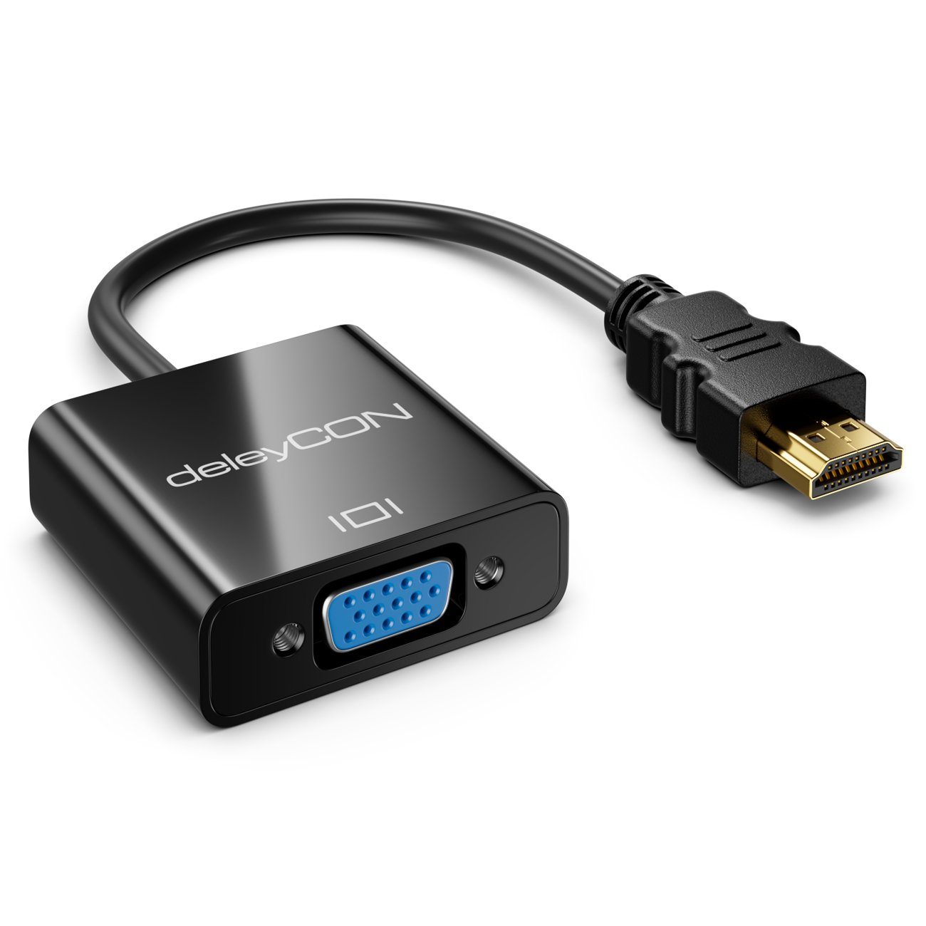 deleyCON deleyCON HDMI zu VGA Konverter 1 HDMI Eingang 1 VGA Ausgang 3,5mm Audio- & Video-Adapter