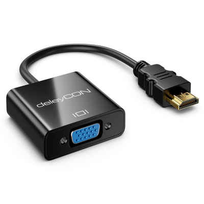 deleyCON »deleyCON HDMI zu VGA Konverter 1 HDMI Eingang 1 VGA Ausgang 3,5mm Klinke Kabel« Audio- & Video-Adapter