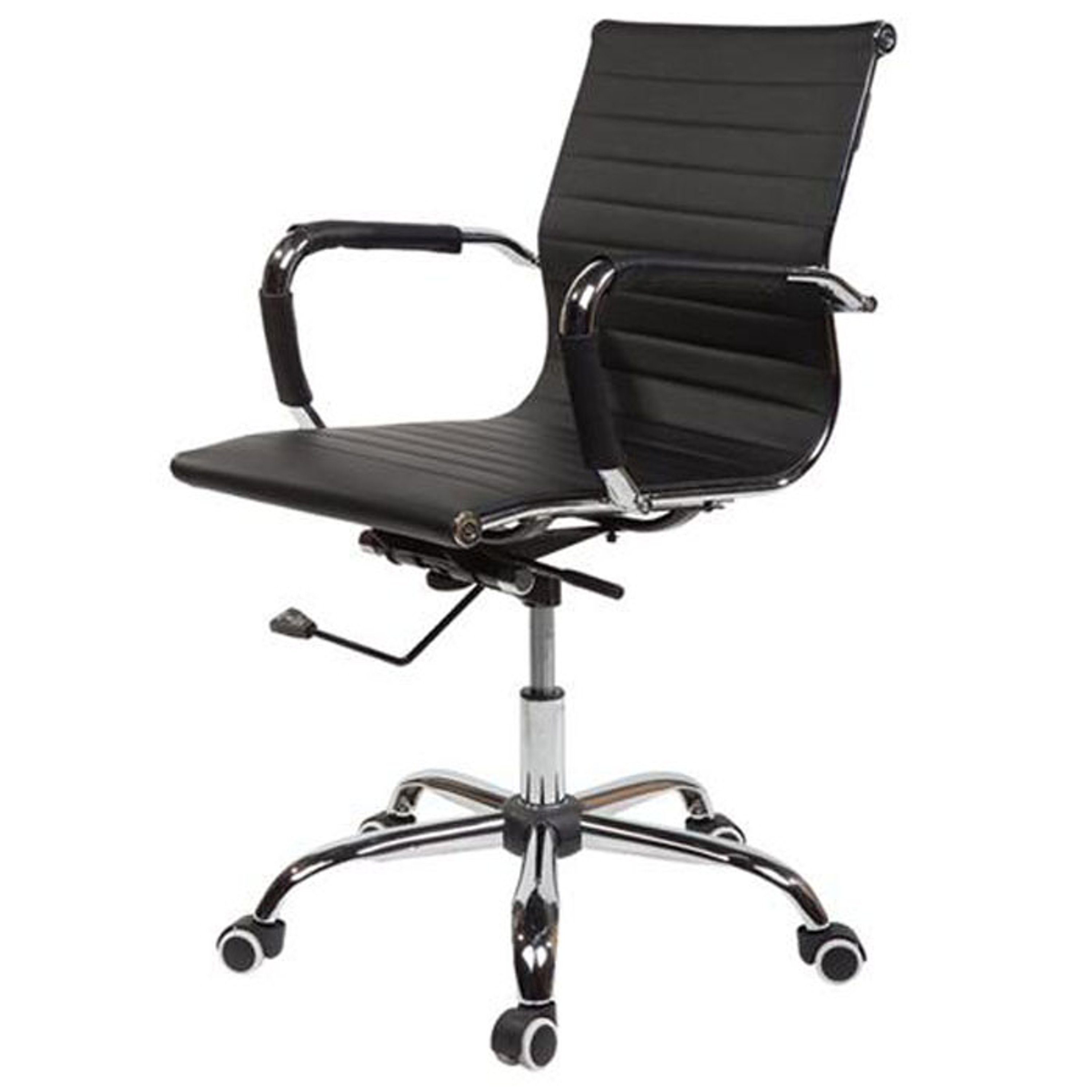 SVITA Elegance 2X Design Bürostuhl Chrom Rahmen Chefsessel Drehstuhl 2er Set Konferenz-Stuhl schwarz 