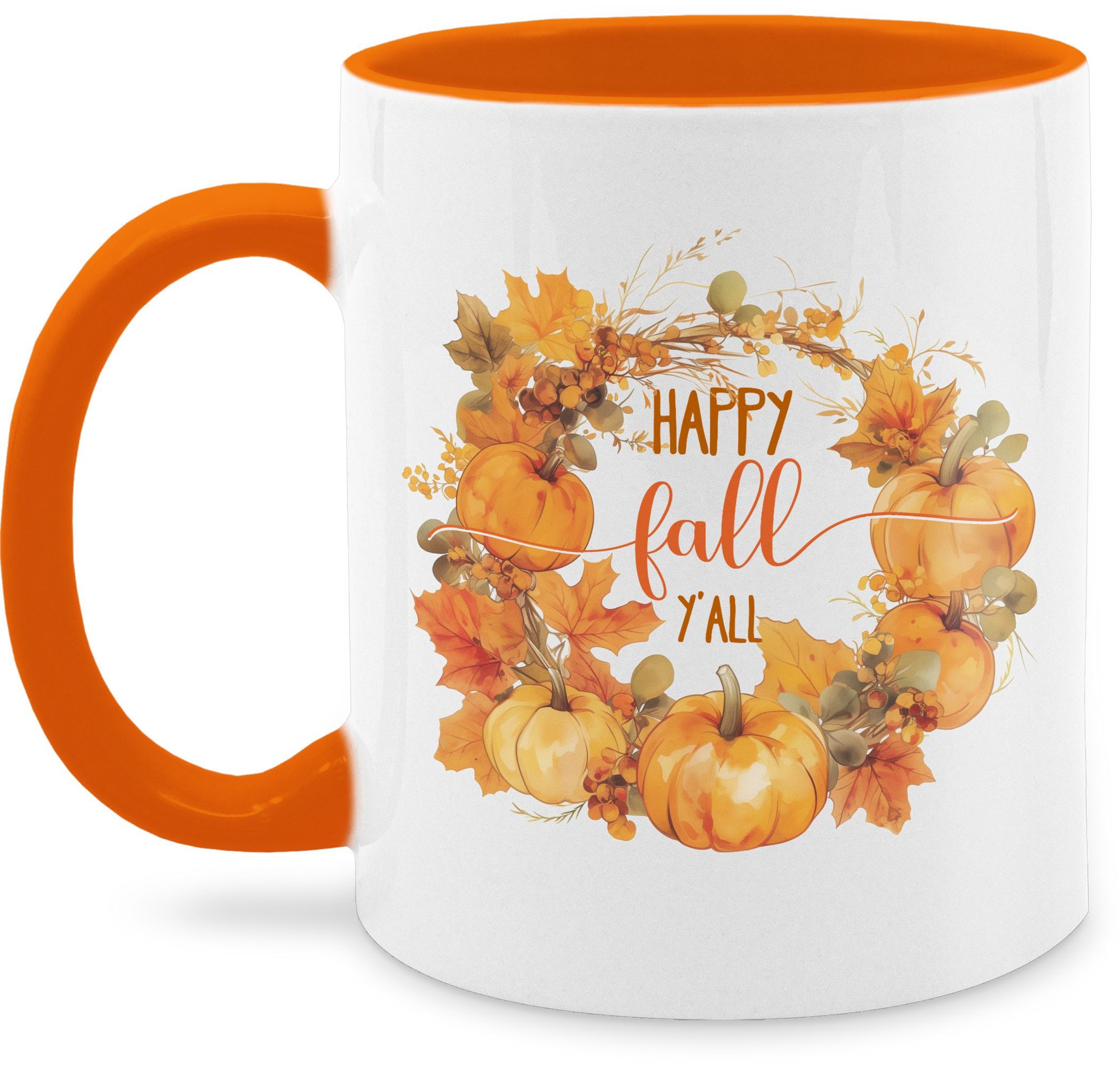 Shirtracer Tasse Happy Fall Y all, Herbstliches Kürbisdesign, Herbstliches Motiv mit, Keramik, Halloween Tassen