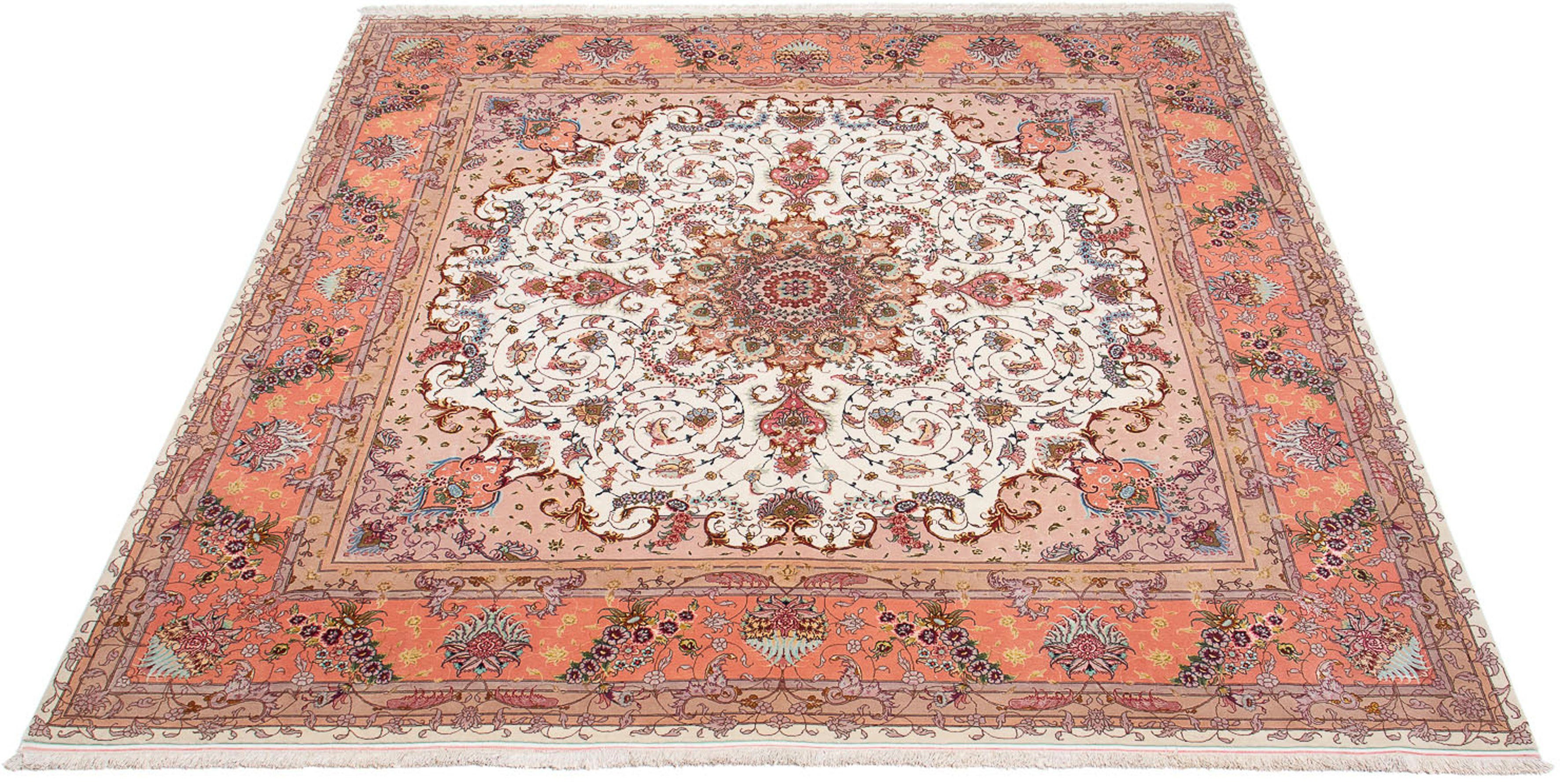 Orientteppich Perser - Täbriz - Royal quadratisch - 300 x 298 cm - beige, morgenland, quadratisch, Höhe: 7 mm, Wohnzimmer, Handgeknüpft, Einzelstück mit Zertifikat