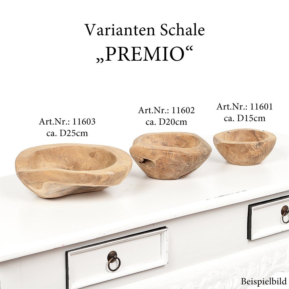 D25cm Teak PREMIO Natural Schale ca. LebensWohnArt Dekoschale