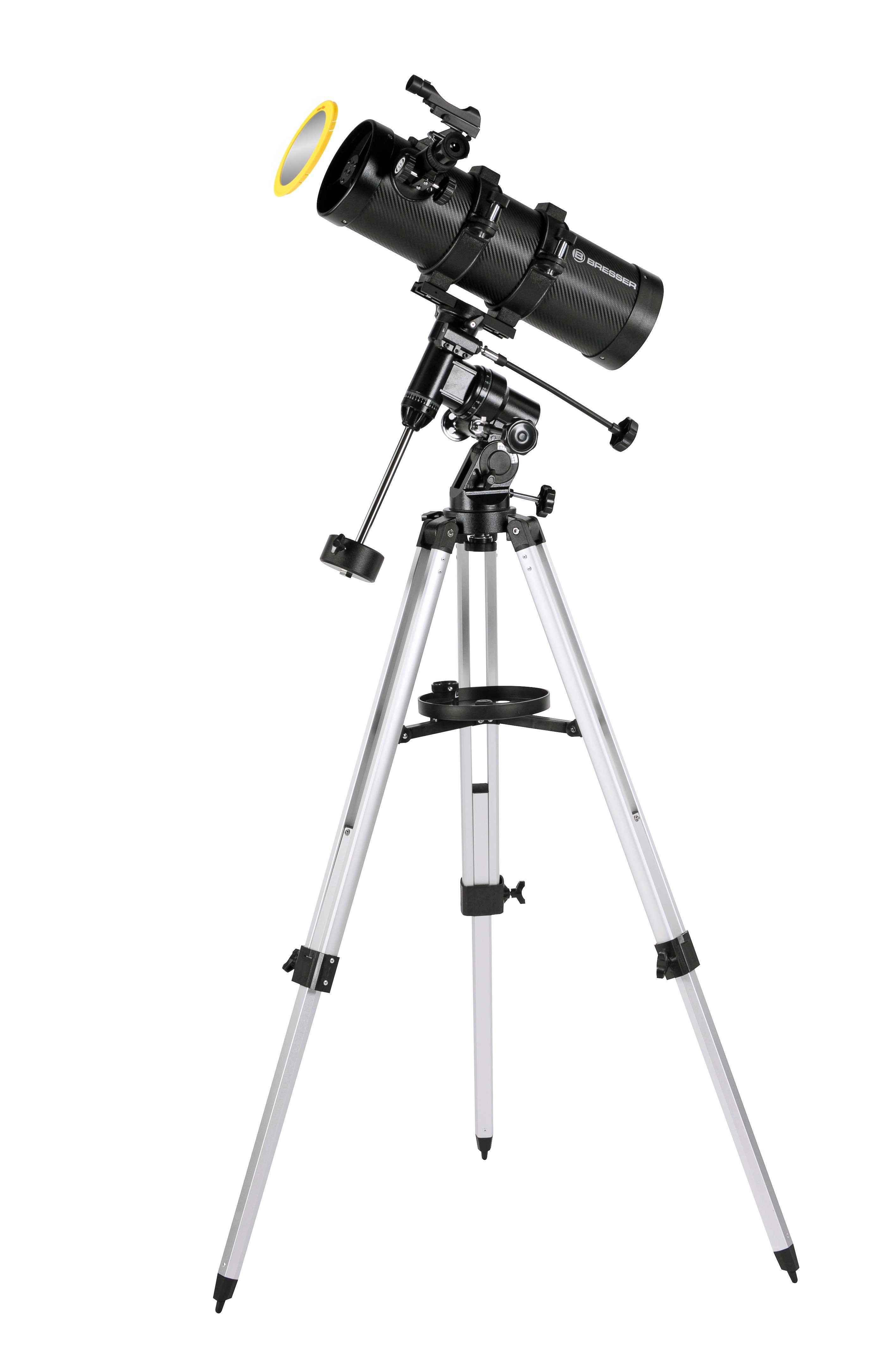 BRESSER Teleskop BRESSER Pluto 114/500 EQ3 Spiegelteleskop mit Smartphone-Adapter & So…
