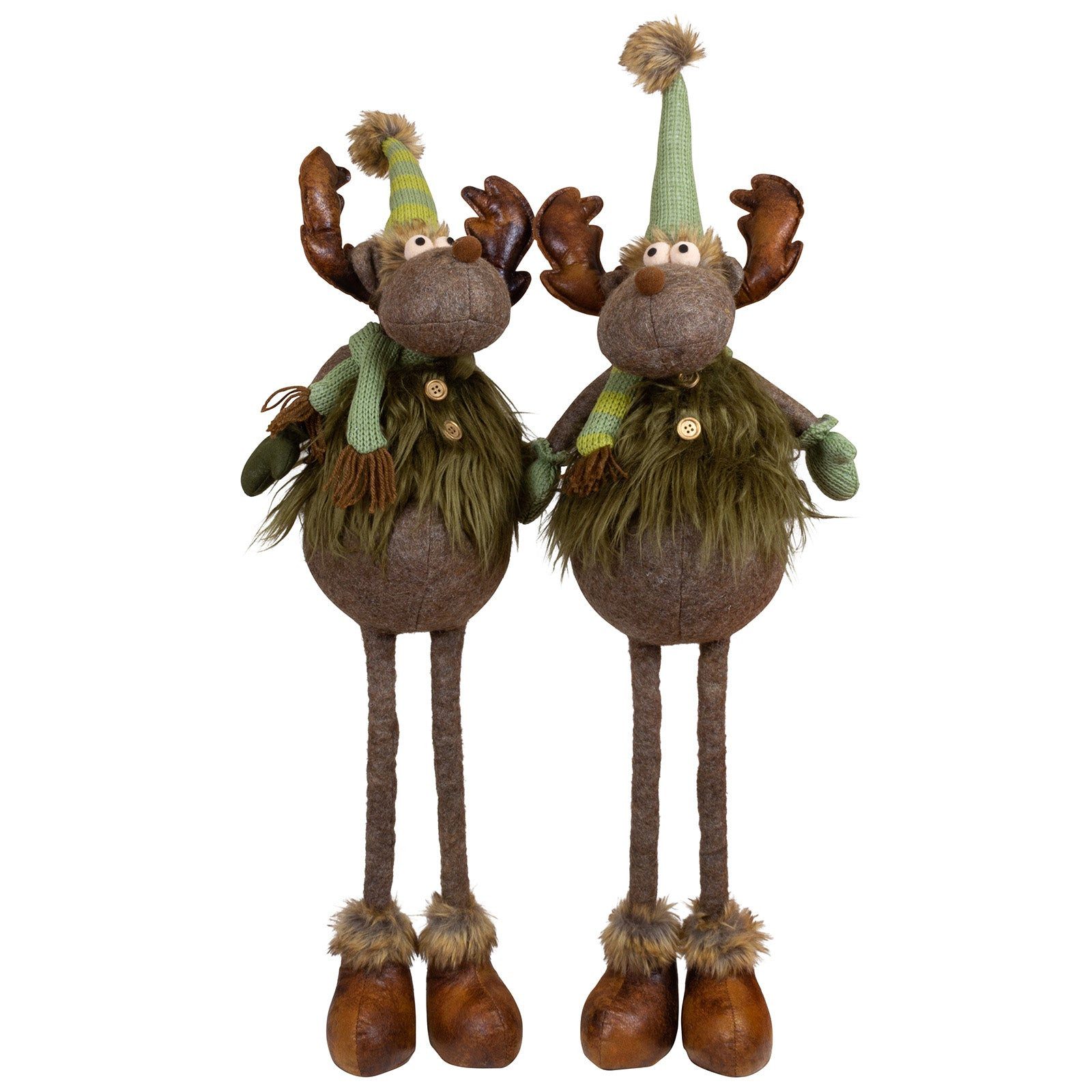 Christmas Paradise Weihnachtsfigur Elch 55-75 cm (Rentier, 2 St., Weihnachtsdeko), ausziehbare Teleskopbeine, grün-braun