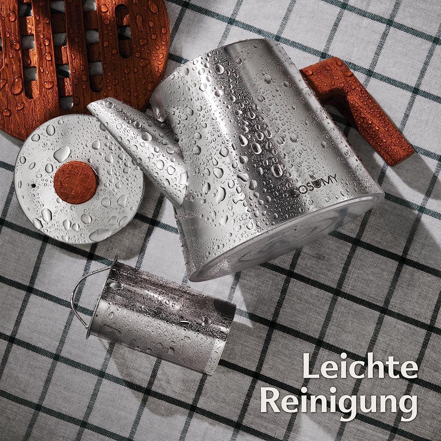 Cosumy Teekanne mit Siebeinsatz und Untersetzer - Edelstahl & FSC Holz - Induktion, 1,2 l, (Set, 1-St., Teekanne mit Siebeinsatz und Untersetzer), Kanne mit Sie – Bild 5 von 5