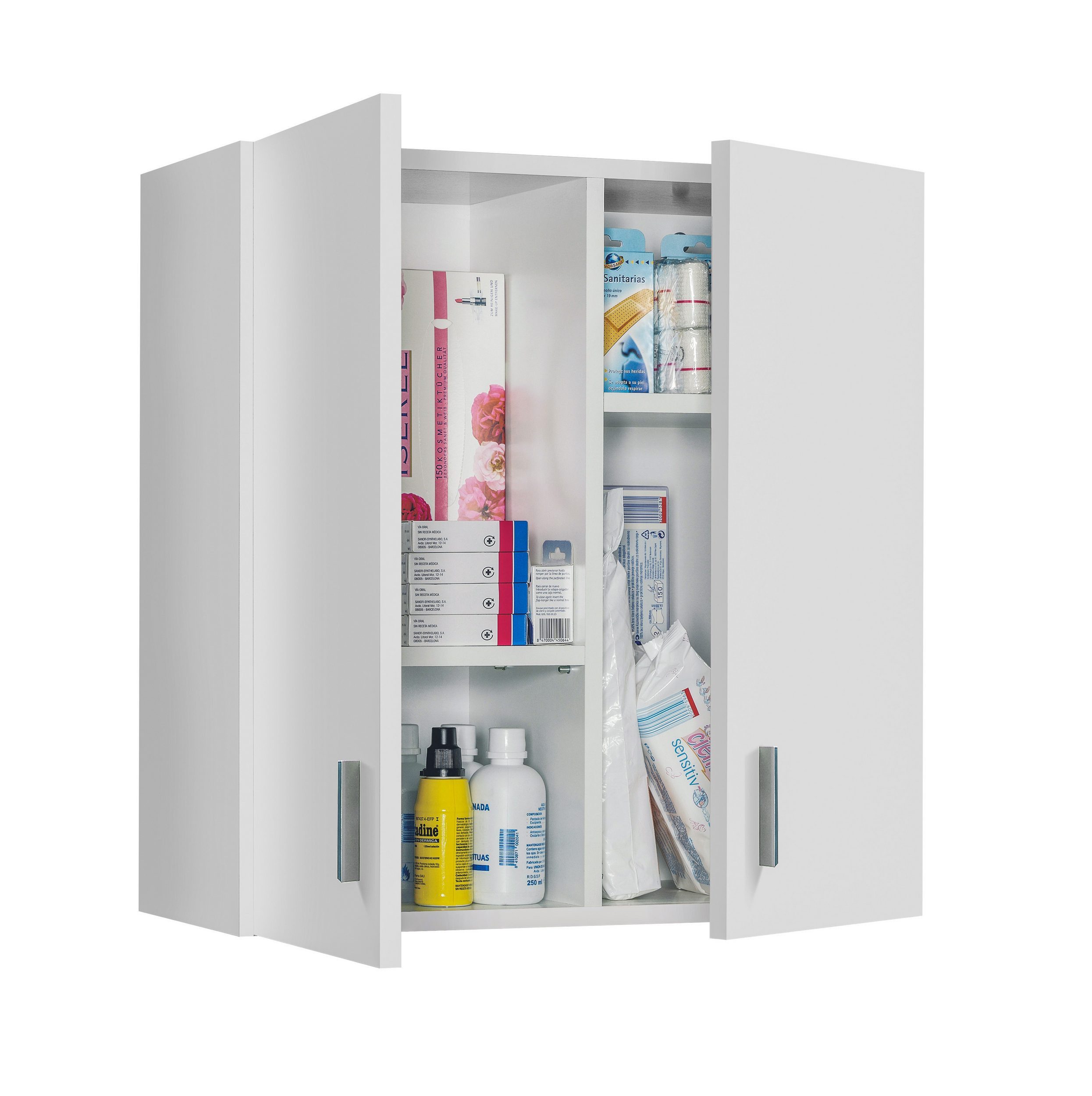 habeig Mehrzweckschrank-Set Badschrank Medizinschrank Hängeschrank Schuhschrank weiß, Fronten in matt weiß