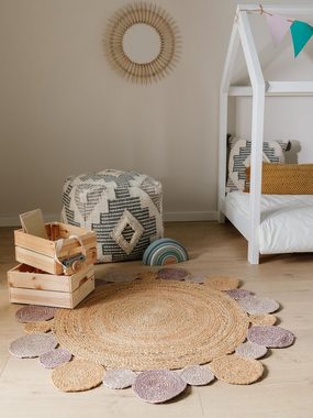 Kinderteppich Bubbles, benuta, rund, Höhe: 5 mm, Kunstfaser, Berber, Ethno-Style, Wohnzimmer