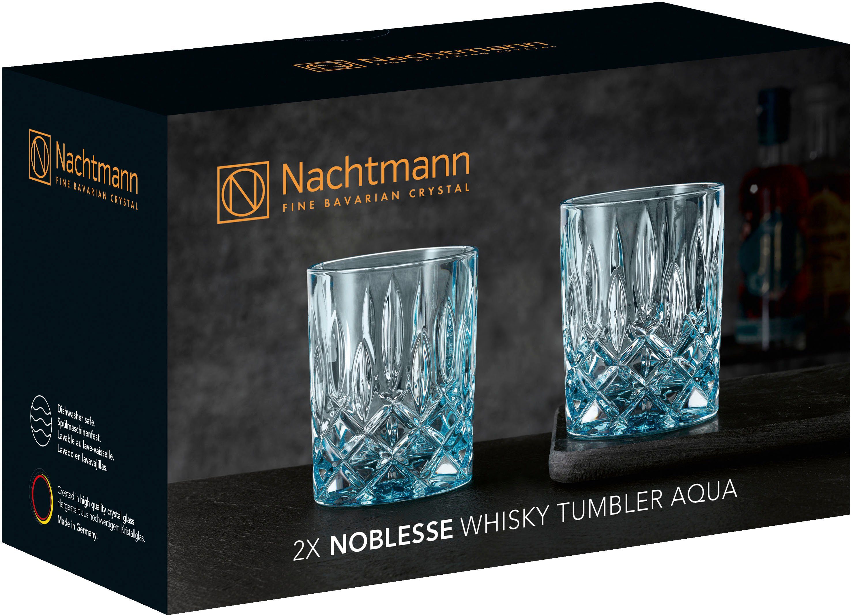 Germany, Whiskyglas aqua in Nachtmann 2-teilig 295 ml, Kristallglas, Made Noblesse,