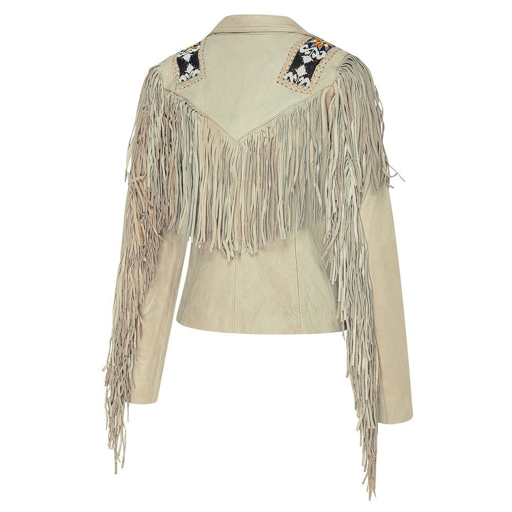 Stars & Stripes Lederjacke Kiana mit Fransen und Ethnomotiven und Schnürung günstig online kaufen
