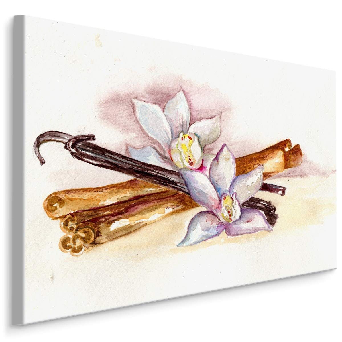 Muralo Leinwandbild Natur – Leinwandbild Wandbild Kunstdruck Wohnzimmer, Blumen (1 St), Essen – Vanille – Blumen, 100 x 70 cm, aufhängefertig