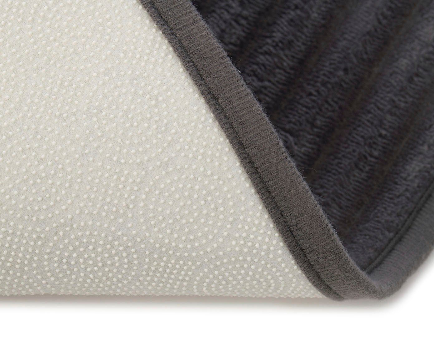 Gözze Badematte Berlin, Höhe 7 mm, rutschhemmend beschichtet, fußbodenheizungsgeeignet, Polyester, rechteckig, Badteppich, Uni Farben, Cord Optik, waschbar