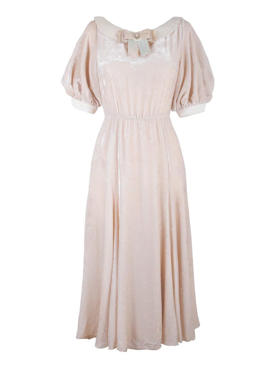 RUA & RUA Midikleid Romantisches Kleid aus Seide Samt mit Dekorative Schleife