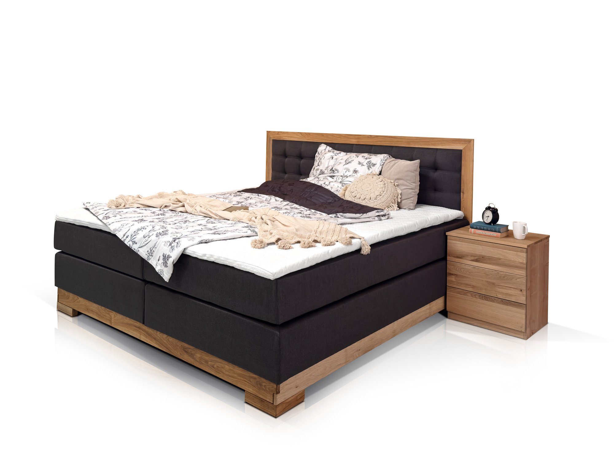 Moebel-Eins Boxspringbett WESTMINSTER Boxspringbett, Härtegrad 3, Anthrazit, WESTMINSTER Boxspringbett, Härtegrad 3, Anthrazit